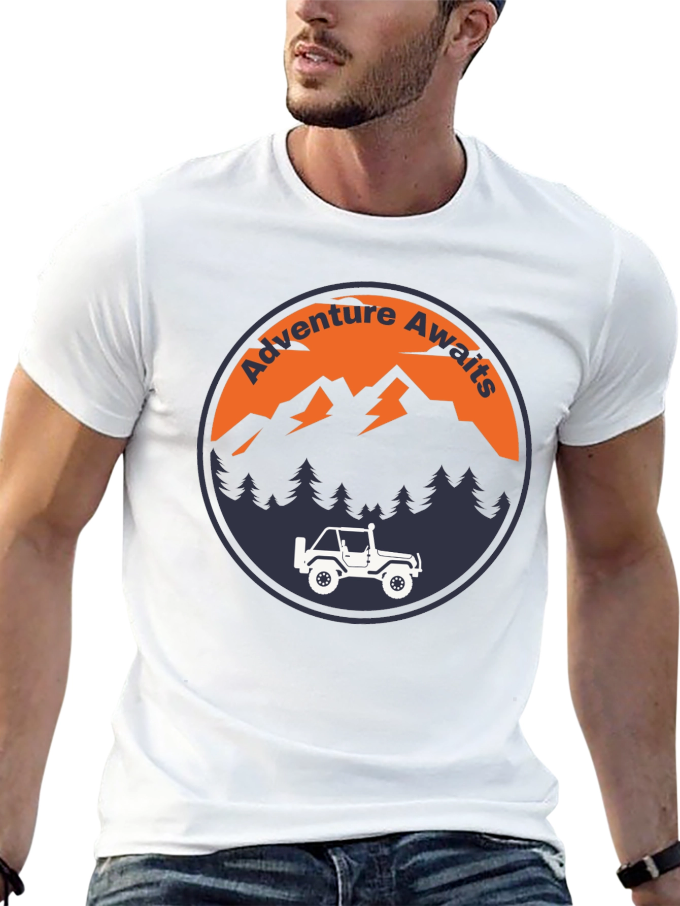 Black Adventure Awaits Graphic Tee - Men's Black T-Shirt view 13