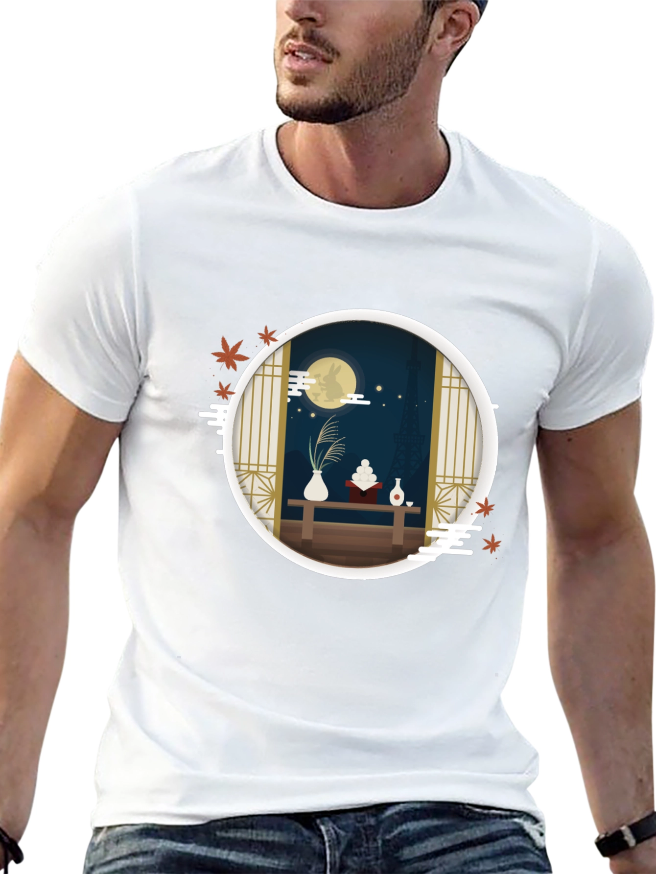 Black Japanese Moon Viewing Festival T-Shirt view 13