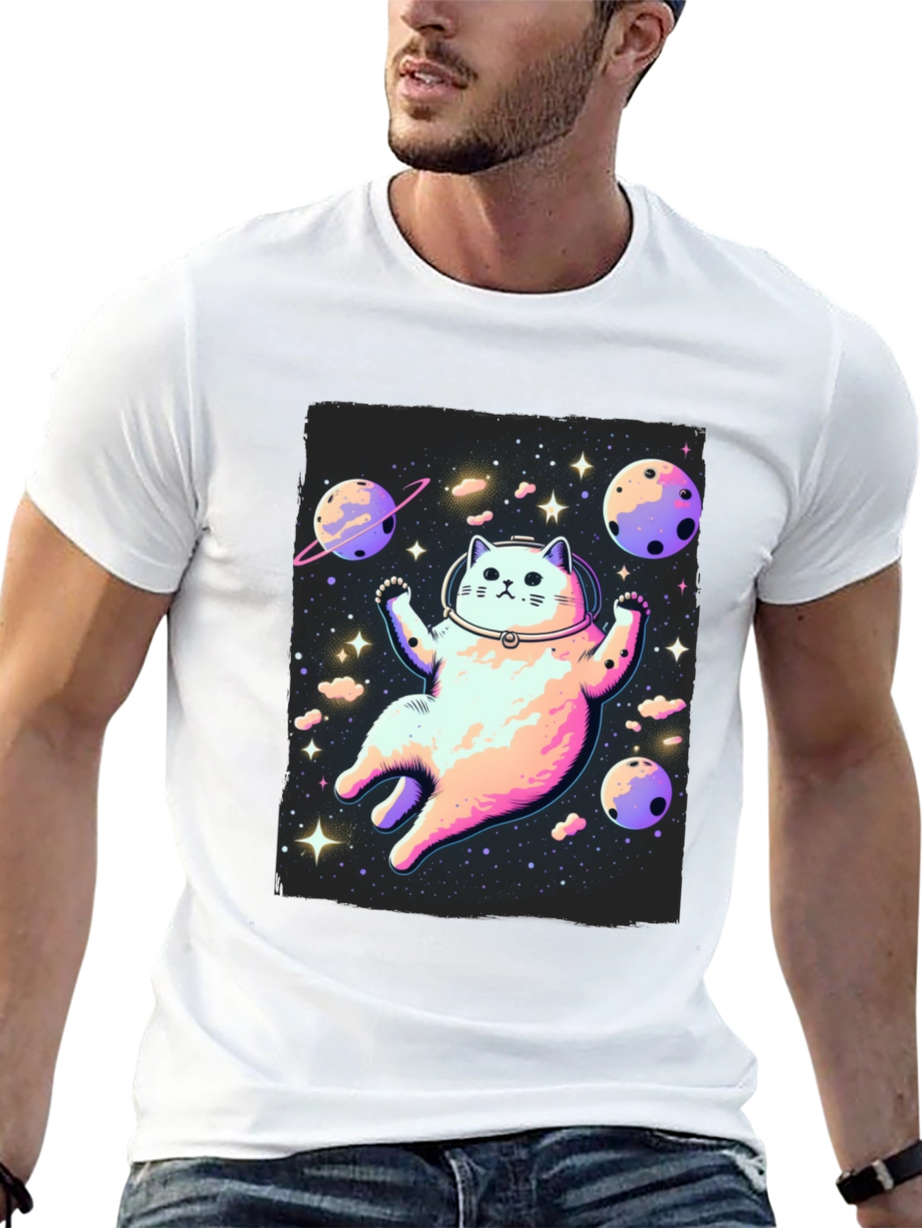 Black Astronaut Cat T-Shirt - Space Adventure Tee view 13