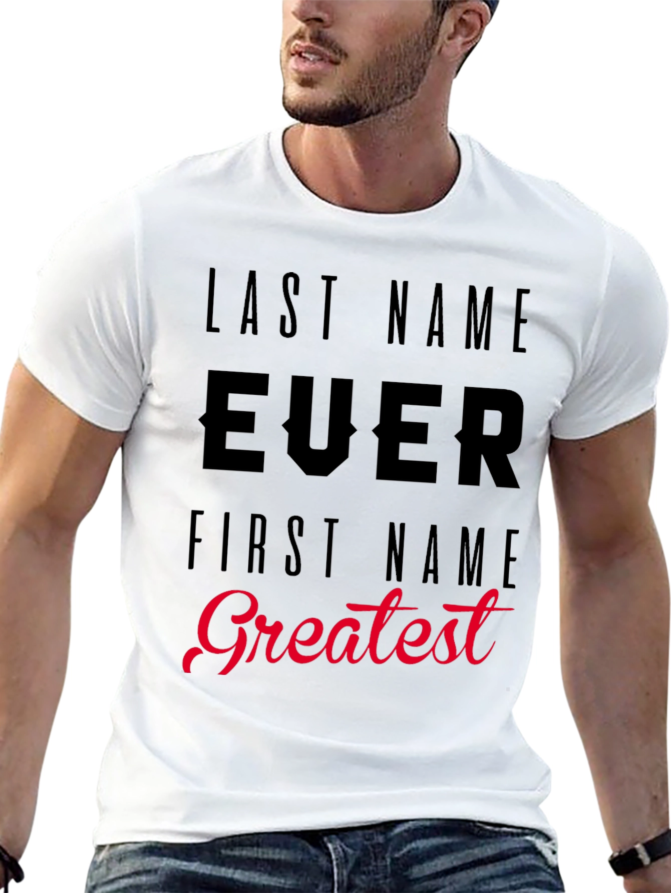 Black Humorous 'Last Name Ever' Graphic T-Shirt view 13