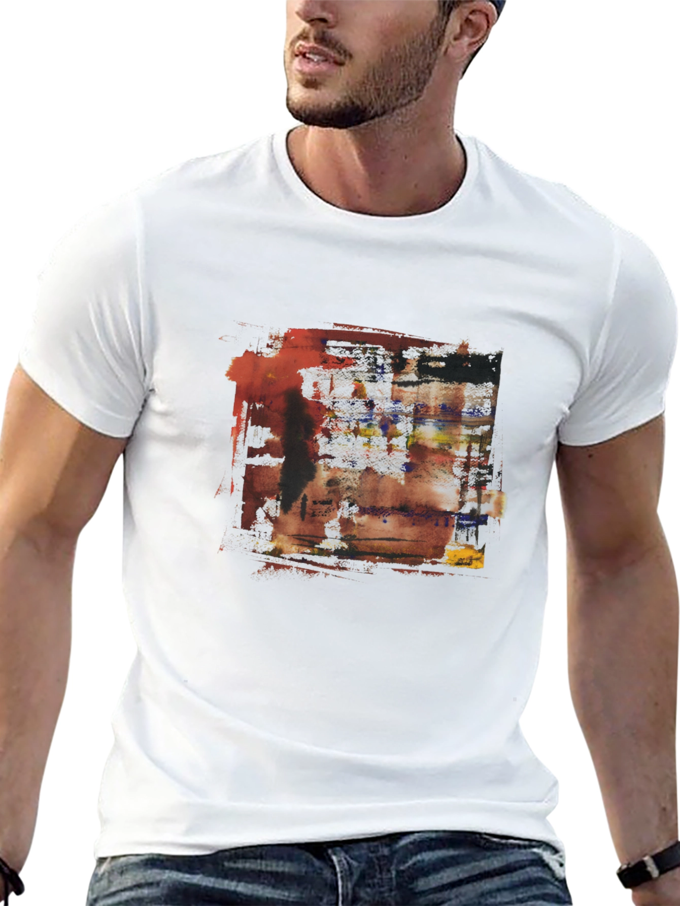 Black Abstract Art Graphic Tee - Modern Design view 13
