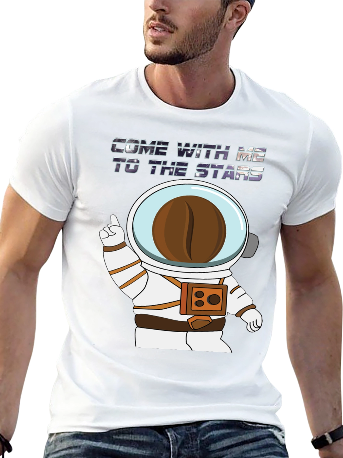 Black Astronaut Coffee Bean Black T-Shirt view 13