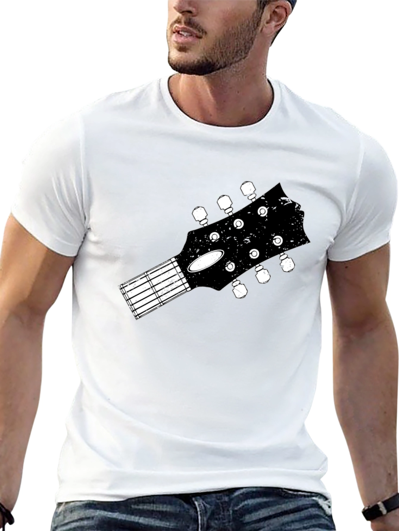 Black Guitar Headstock Graphic Tee - Black view 13