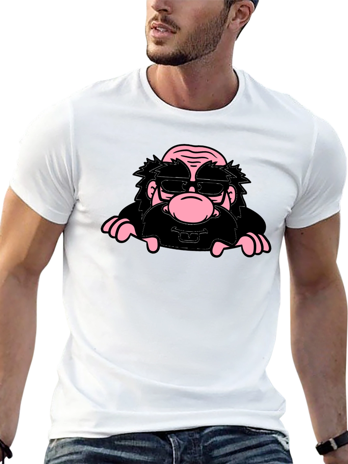 Black Cartoon Character Graphic Print Black T-Shirt view 13