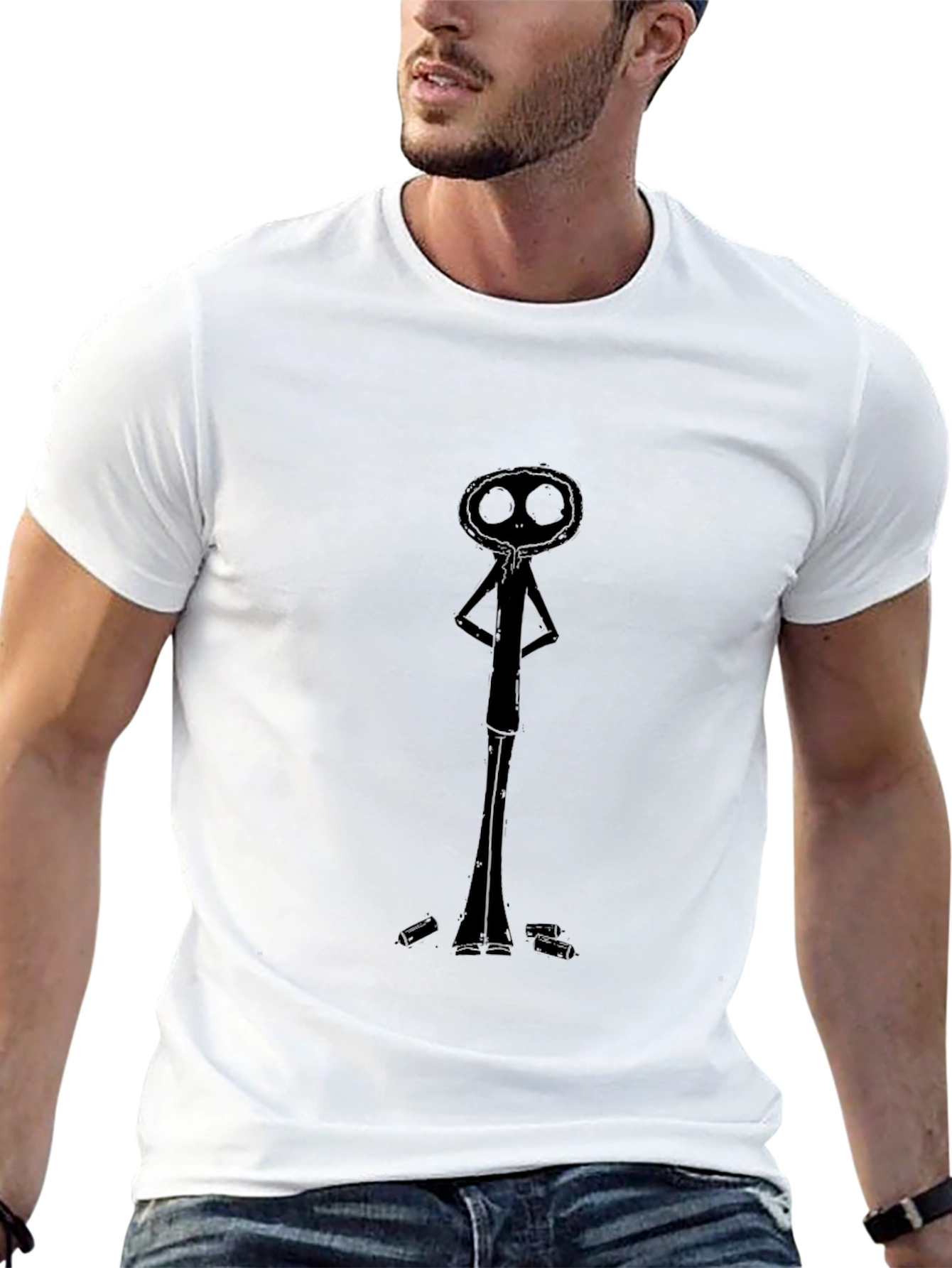 Black Dark Figure Graphic Tee - Unique Design view 13