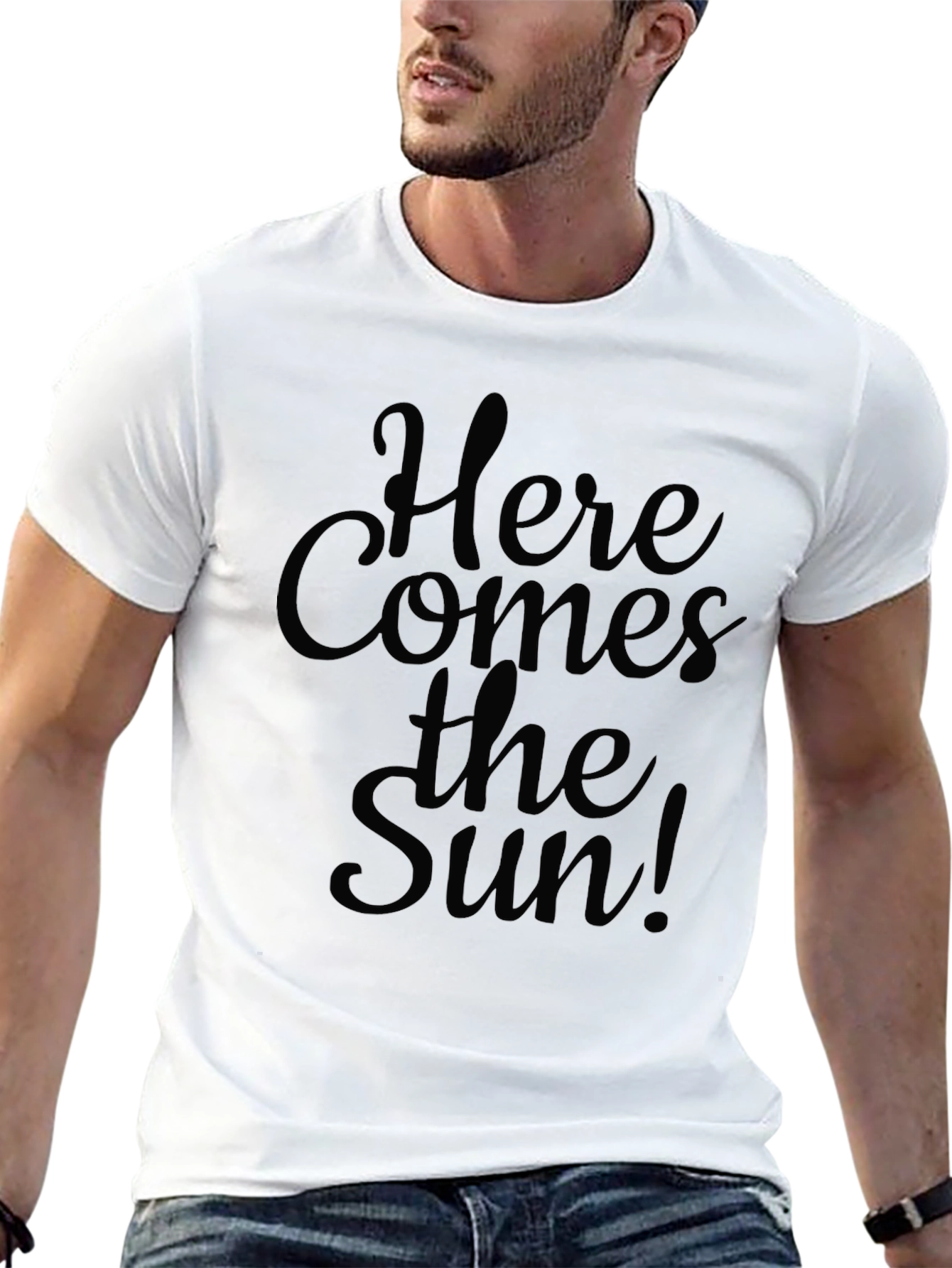 Black Here Comes The Sun Black Graphic T-Shirt view 13