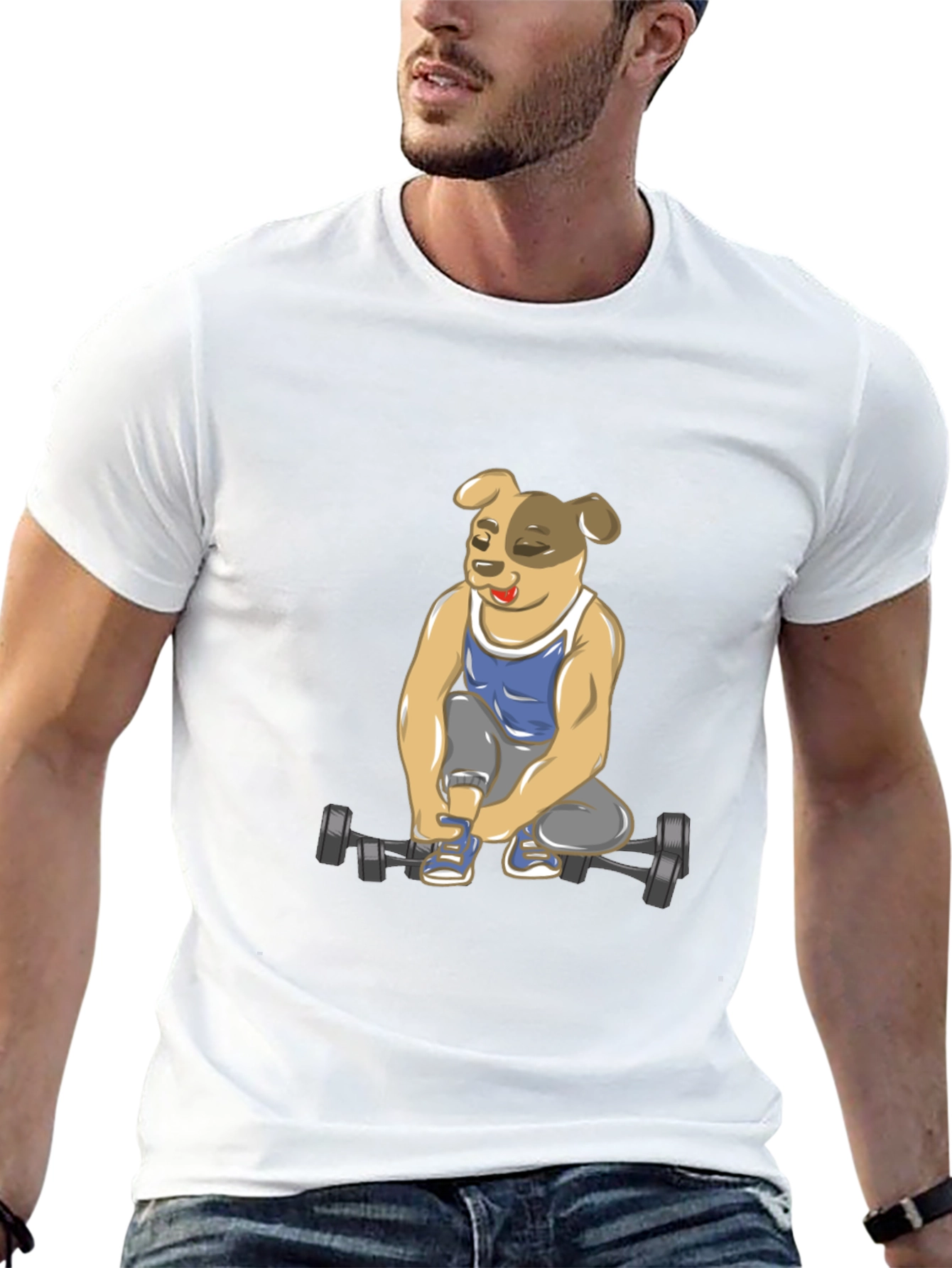 Black Dog Lifting Weights T-Shirt view 13
