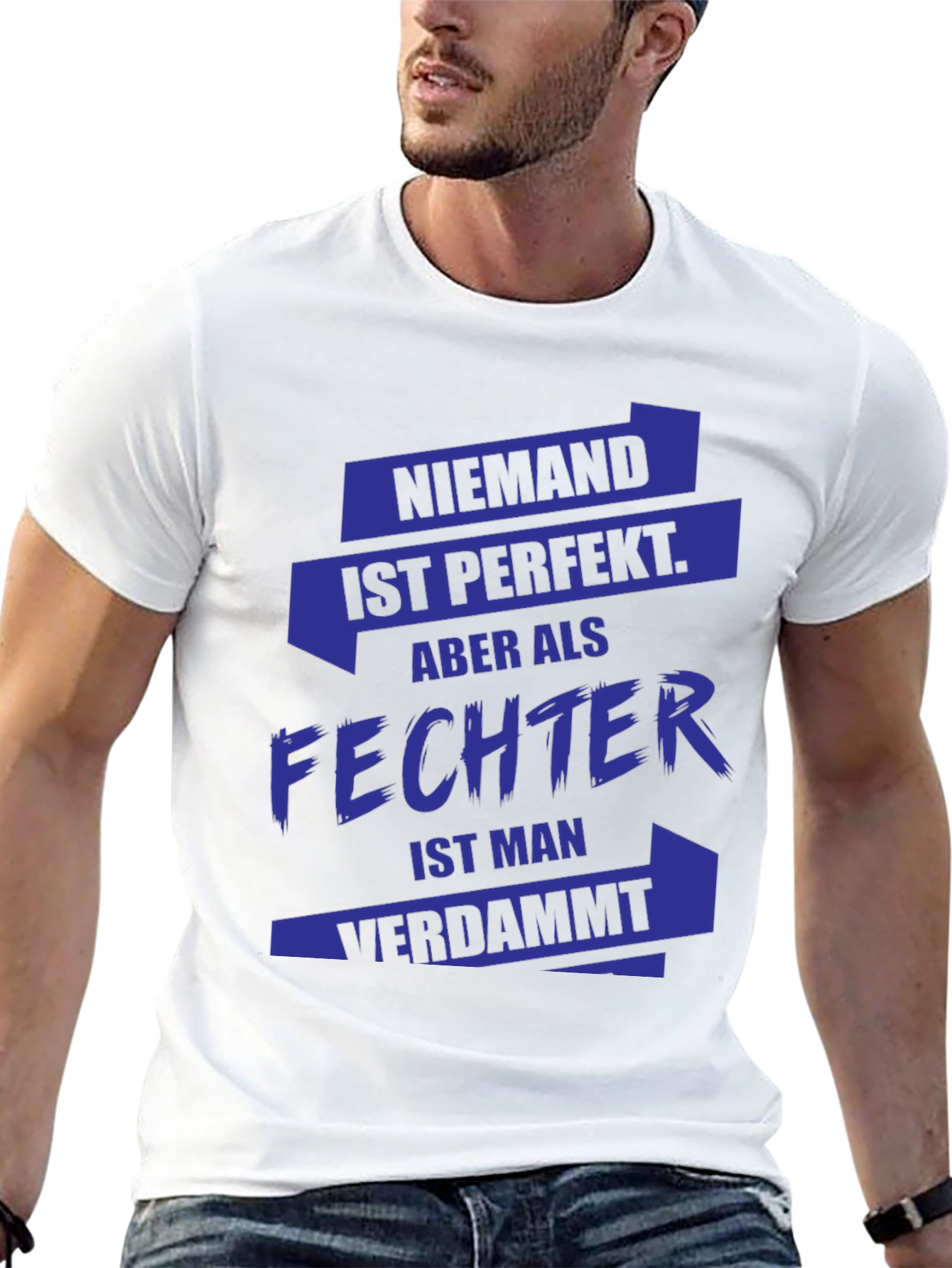 Black Funny Fencer T-Shirt - German Text view 13