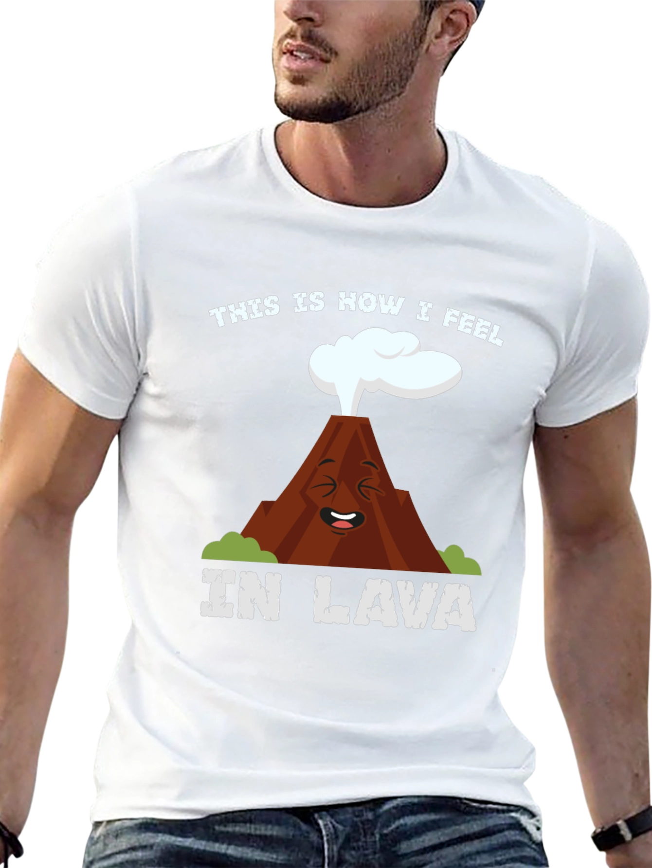 Black Funny Volcano "In Lava" Graphic T-Shirt view 13