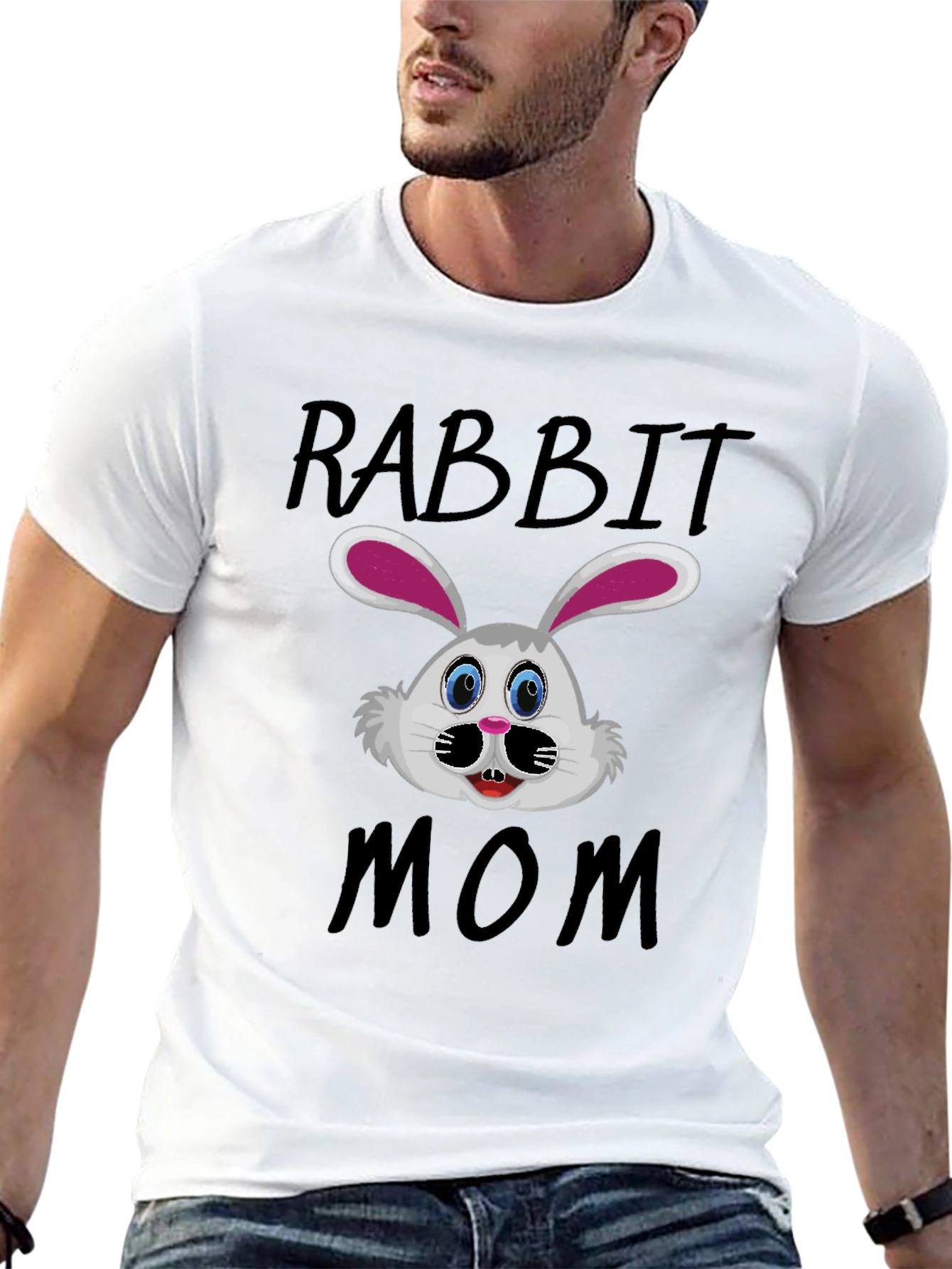 Black Rabbit Mom Graphic T-Shirt - Cute Bunny Design view 13