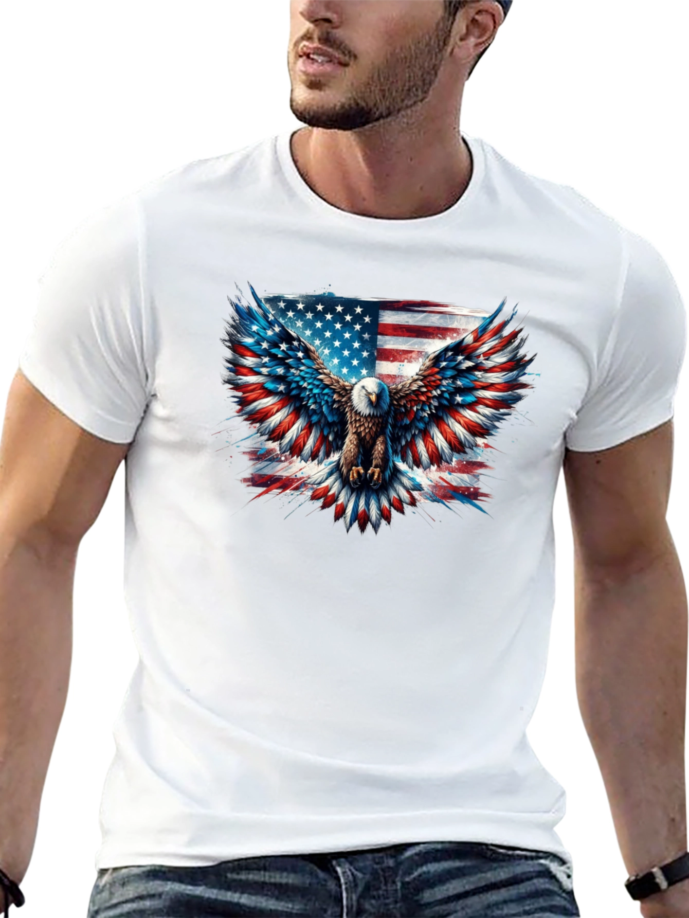 Black Patriotic Eagle American Flag Graphic Tee view 13