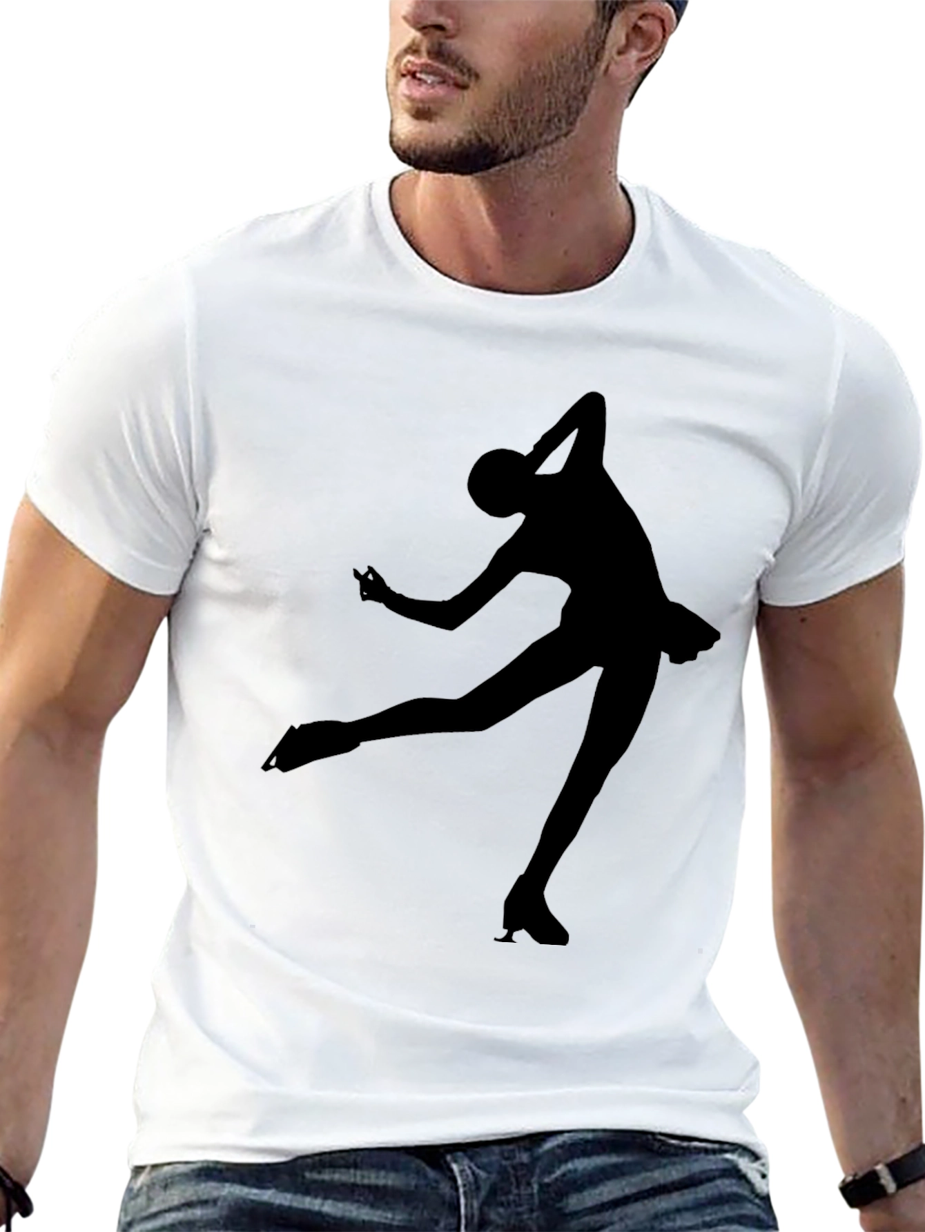 Black Figure Skating Silhouette T-Shirt view 13