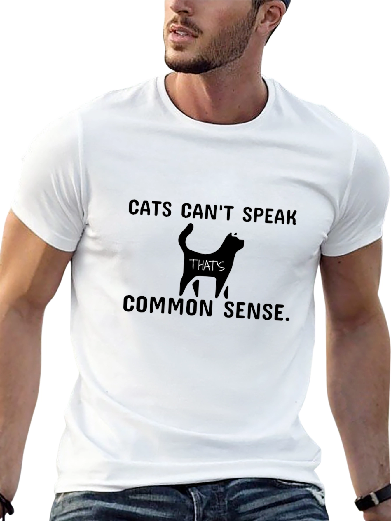 Black Cats Can't Speak T-Shirt - Black Graphic Tee view 13