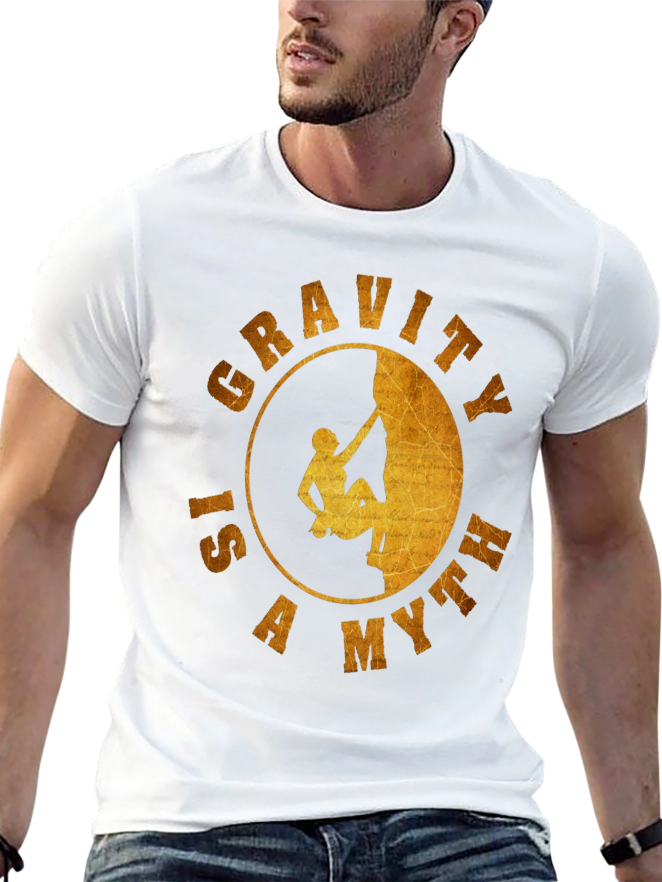Black Gravity is a Myth T-Shirt - Rock Climbing Design view 13
