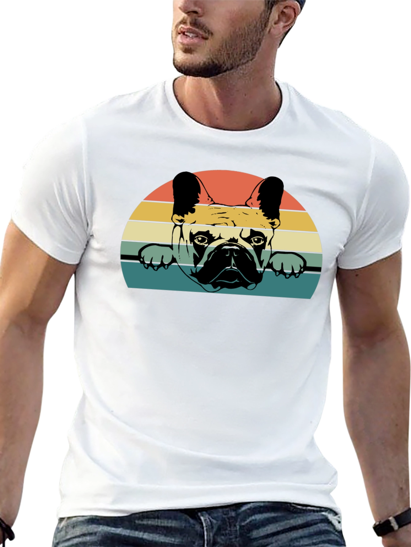 Black Retro French Bulldog Graphic T-Shirt view 13