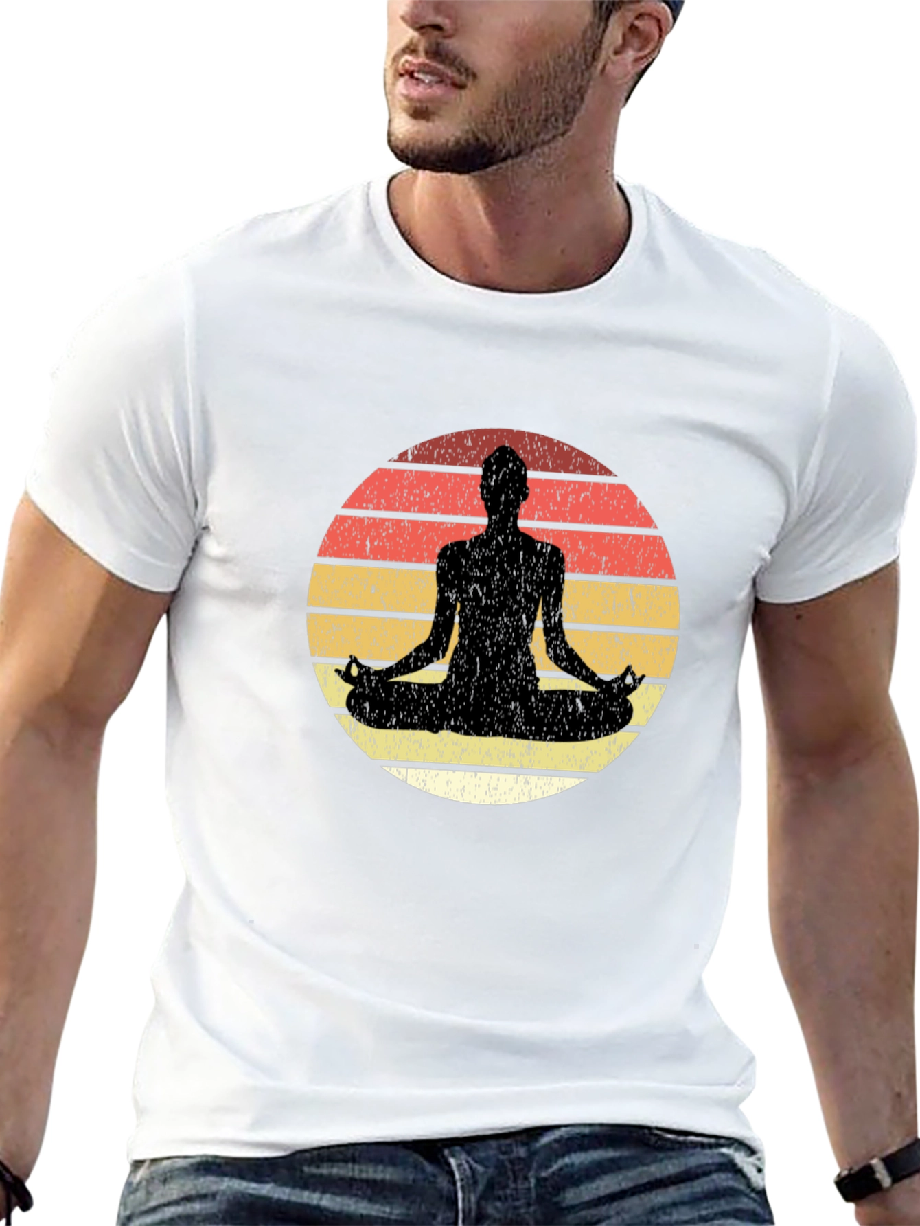Black Yoga Sunset Meditation Graphic Tee view 13
