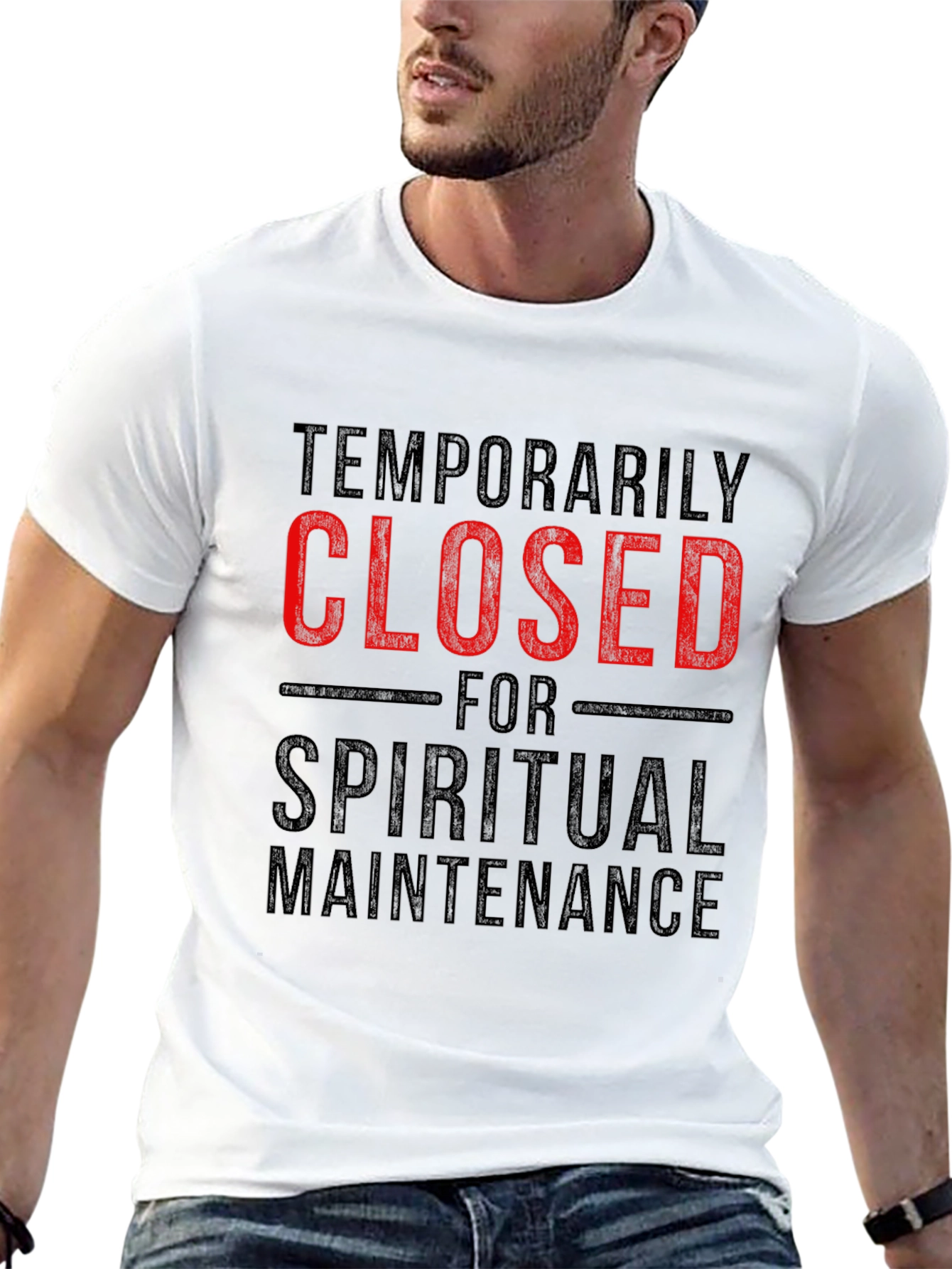 Black Temporarily Closed Spiritual Maintenance T-Shirt view 13
