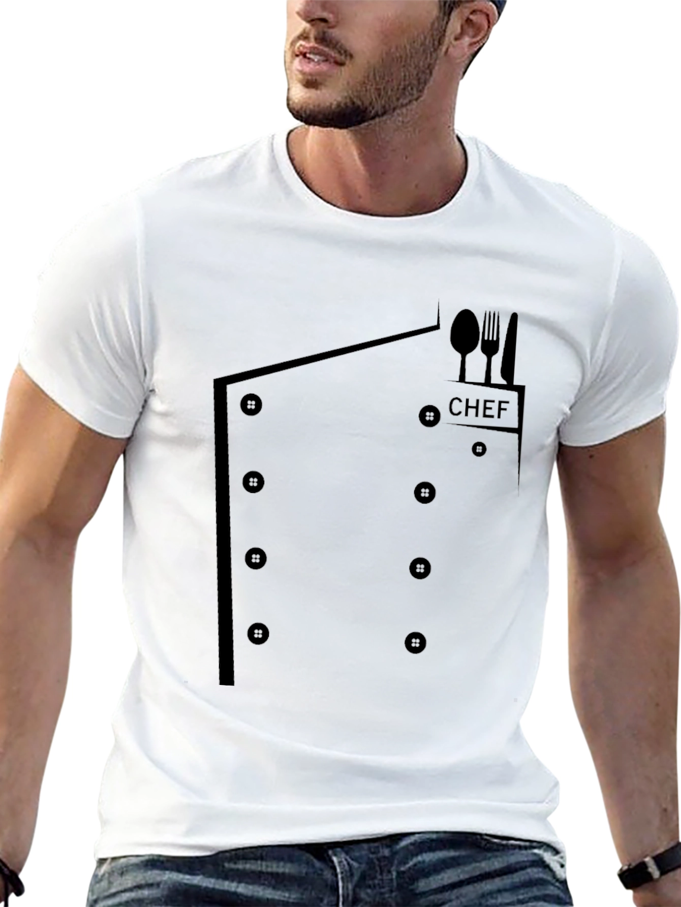 Black Chef Coat T-Shirt - Funny Culinary Apparel view 13