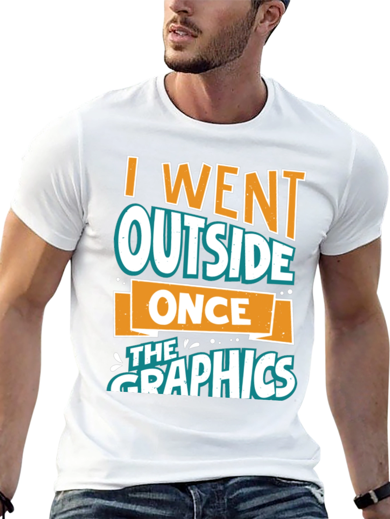 Black I Went Outside Once T-Shirt - Funny Graphics Tee view 13