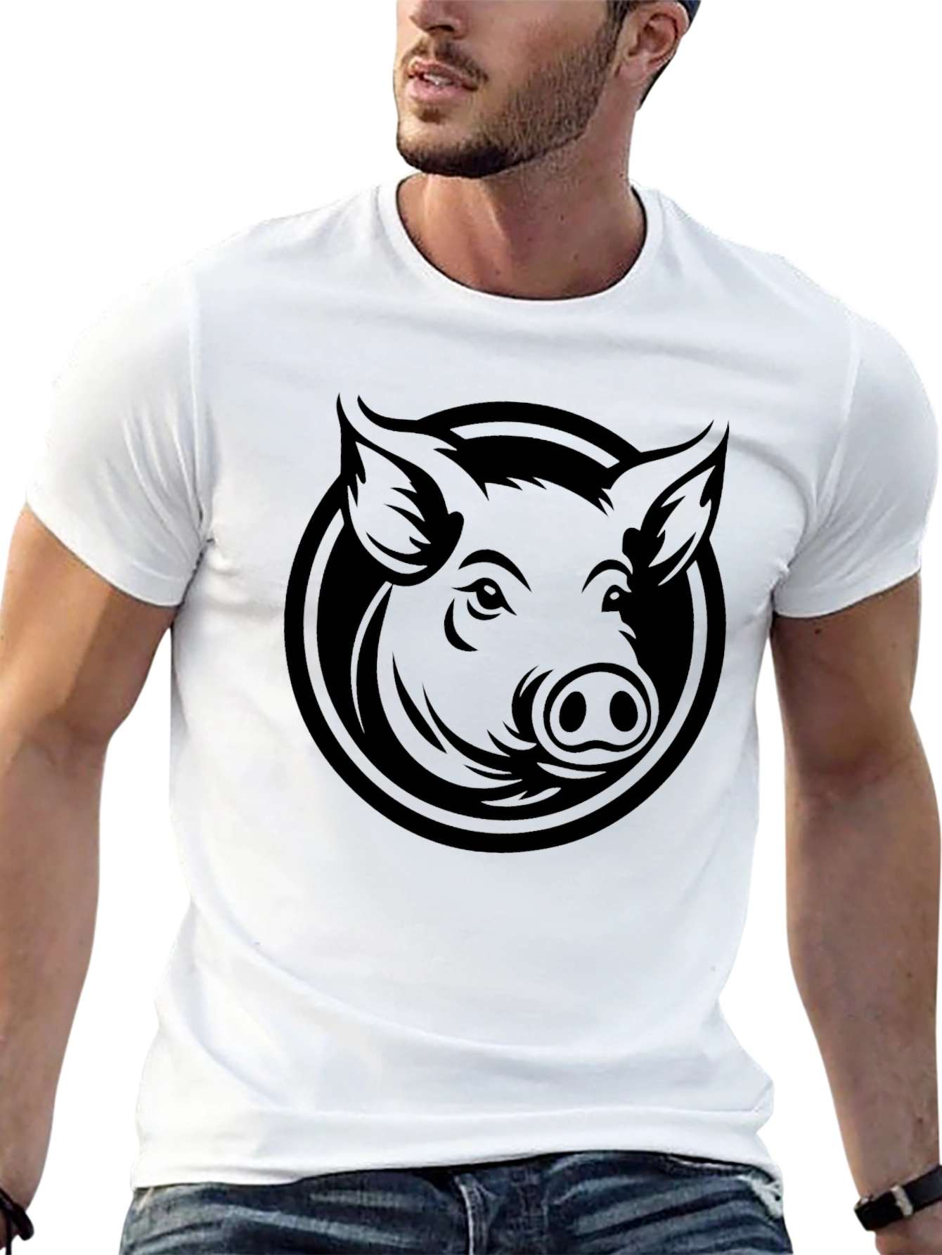 Black Black Pig Head Graphic Tee - Casual Comfort view 13