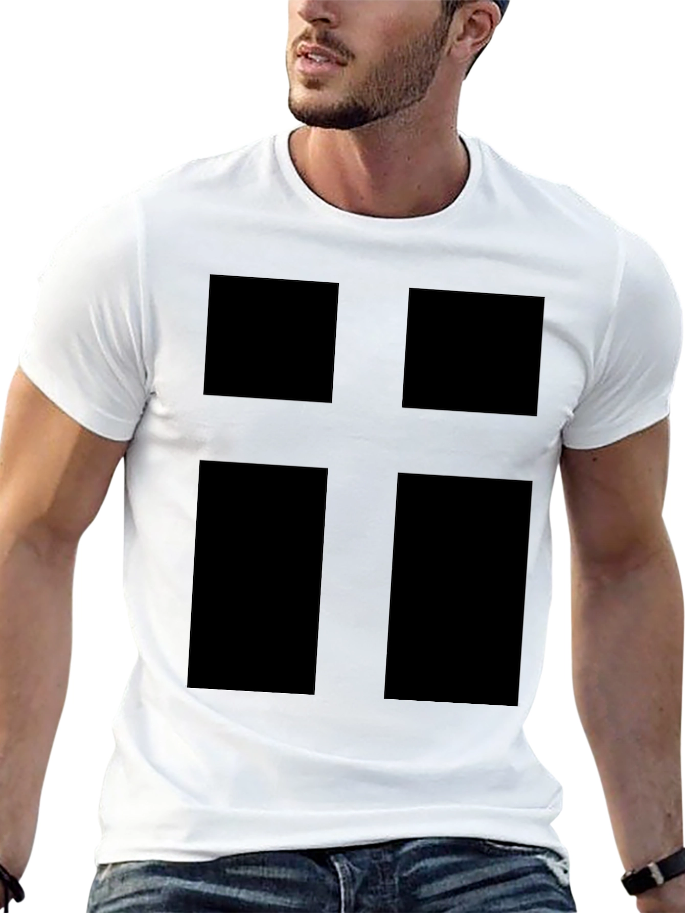 Black Modern Cross Graphic Tee - Black view 13
