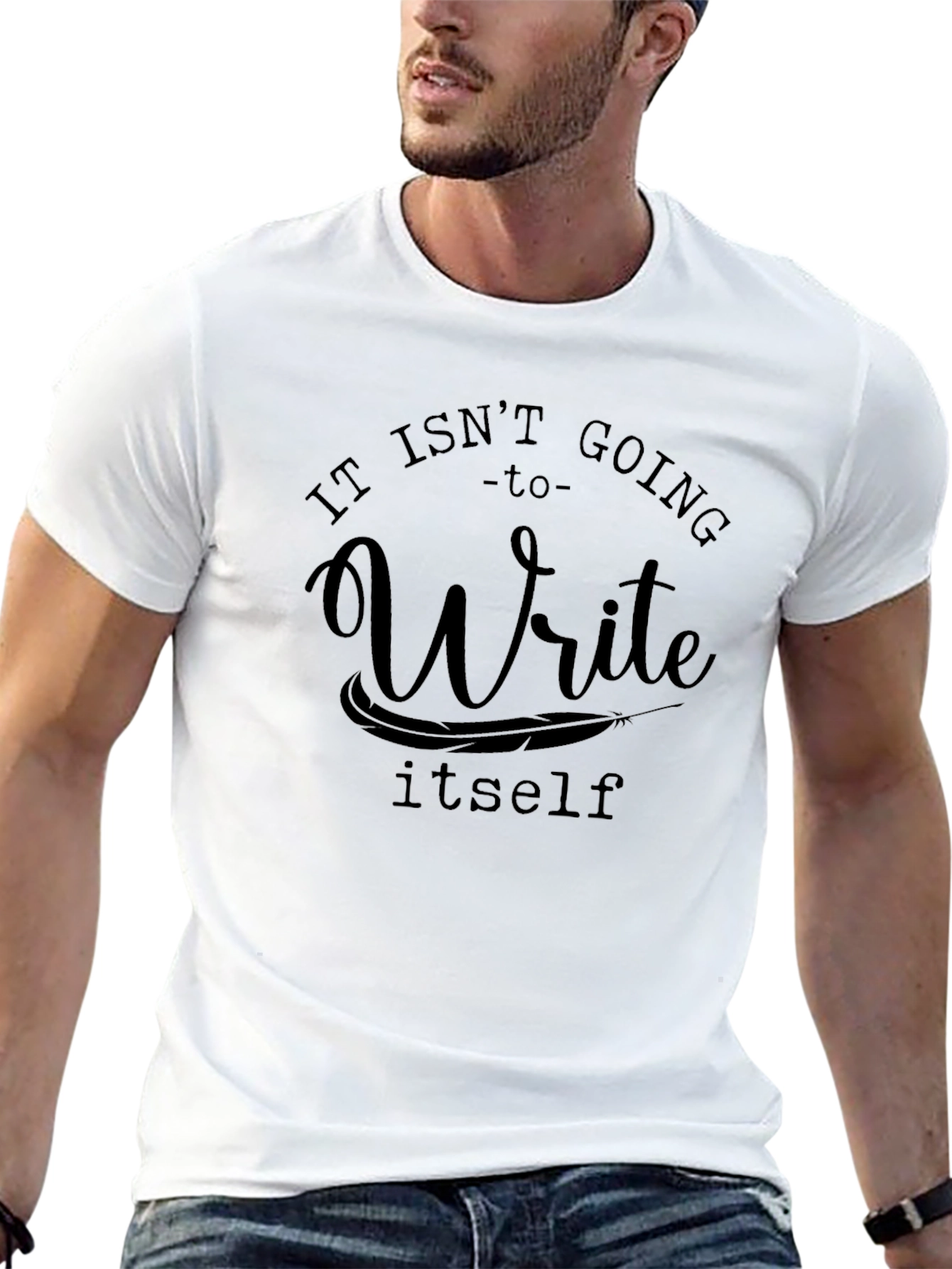 Black Write Itself T-Shirt - Funny Writer Tee view 13