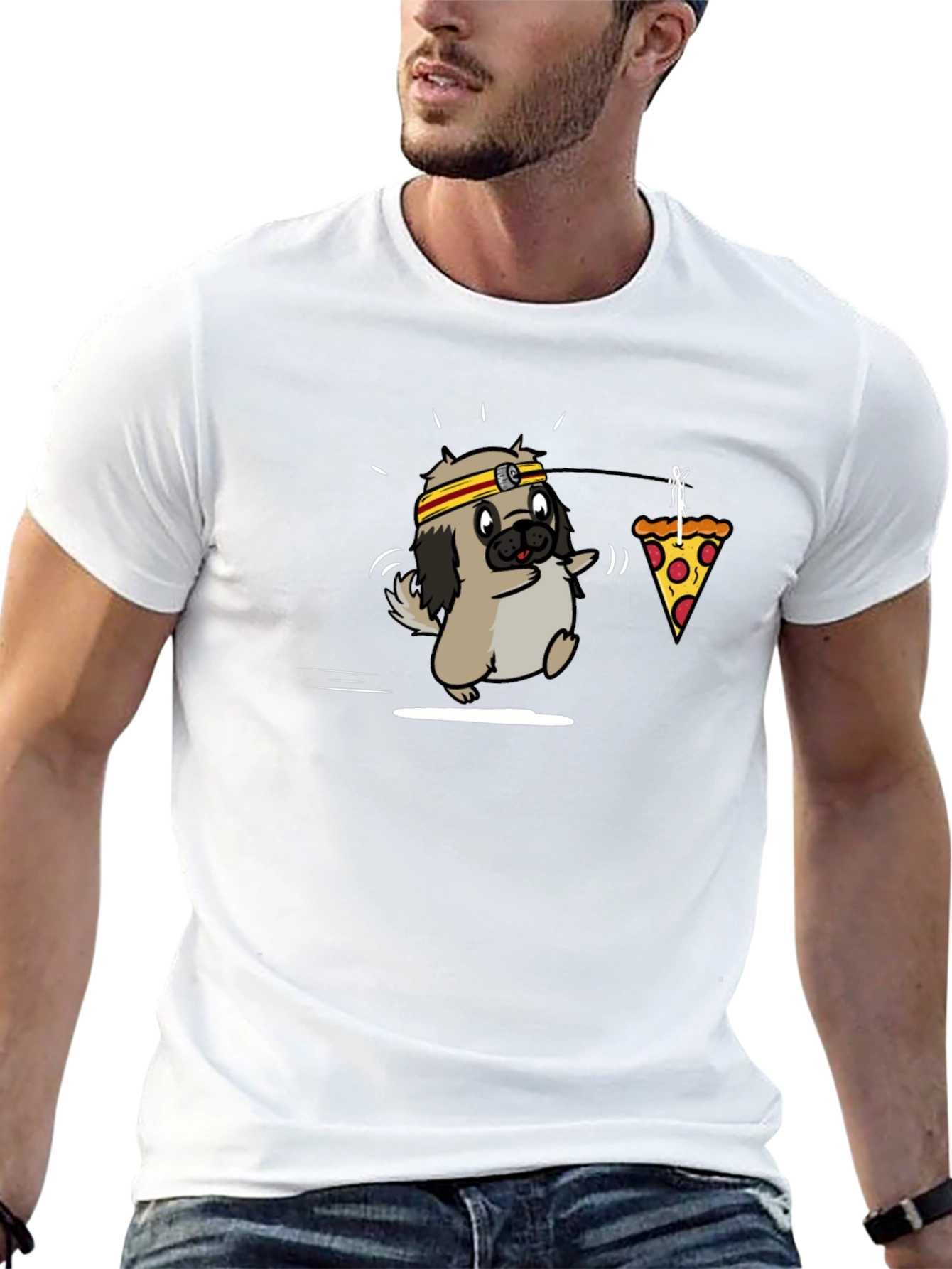 Black Pug Pizza T-Shirt: Funny Graphic Tee for Dog Lovers view 13