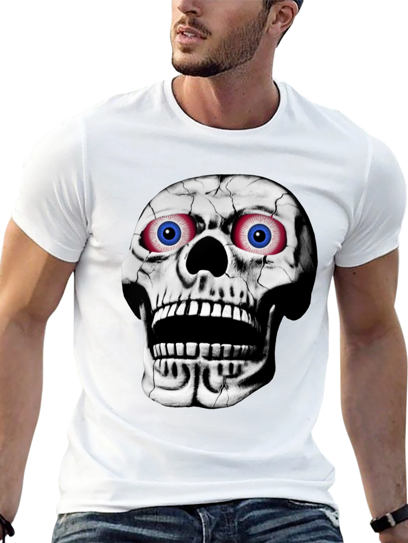 Black Skull Graphic T-Shirt - Bold Halloween Style view 13