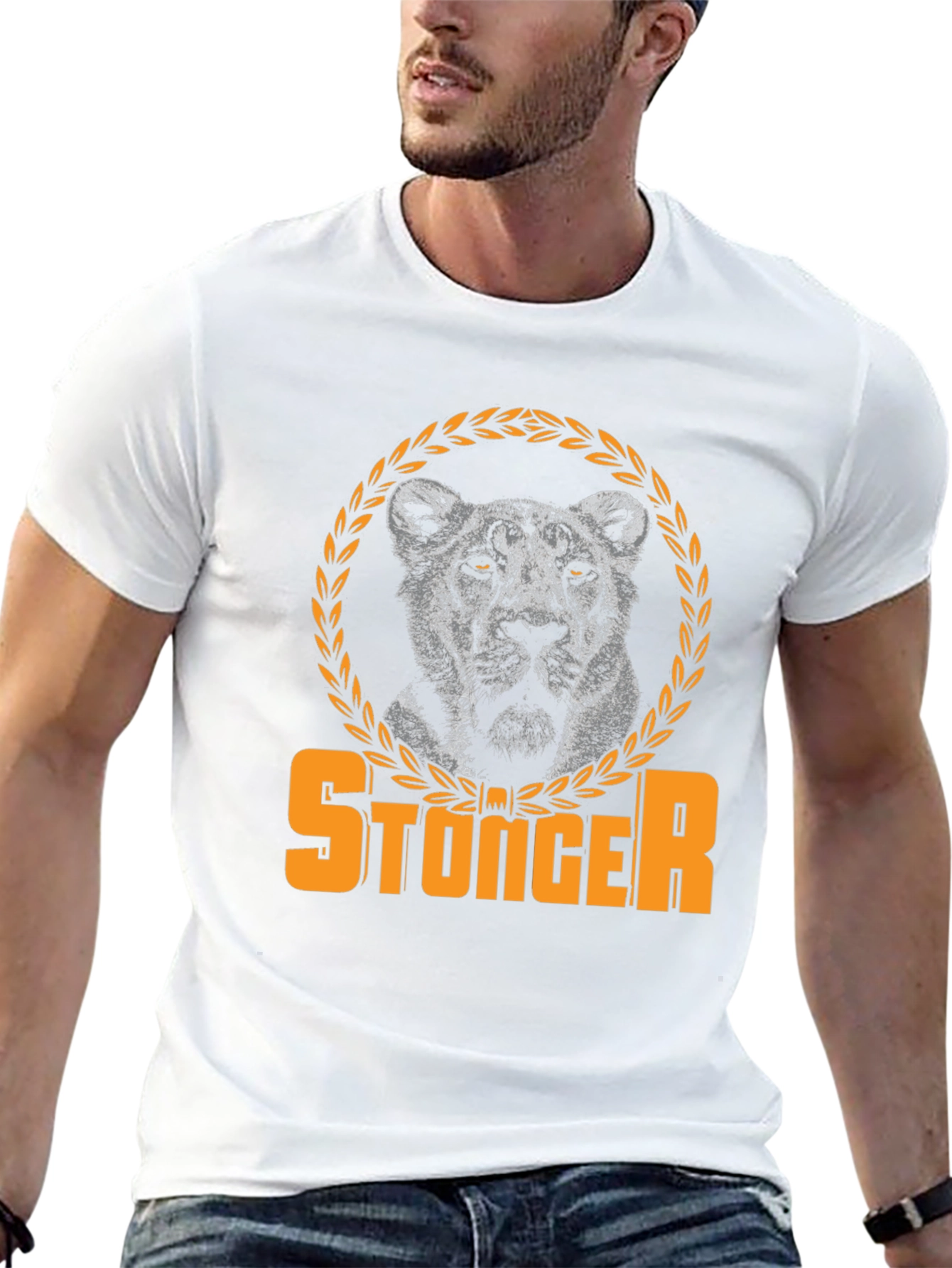 Black Stonger Lion Graphic Tee - Black view 13
