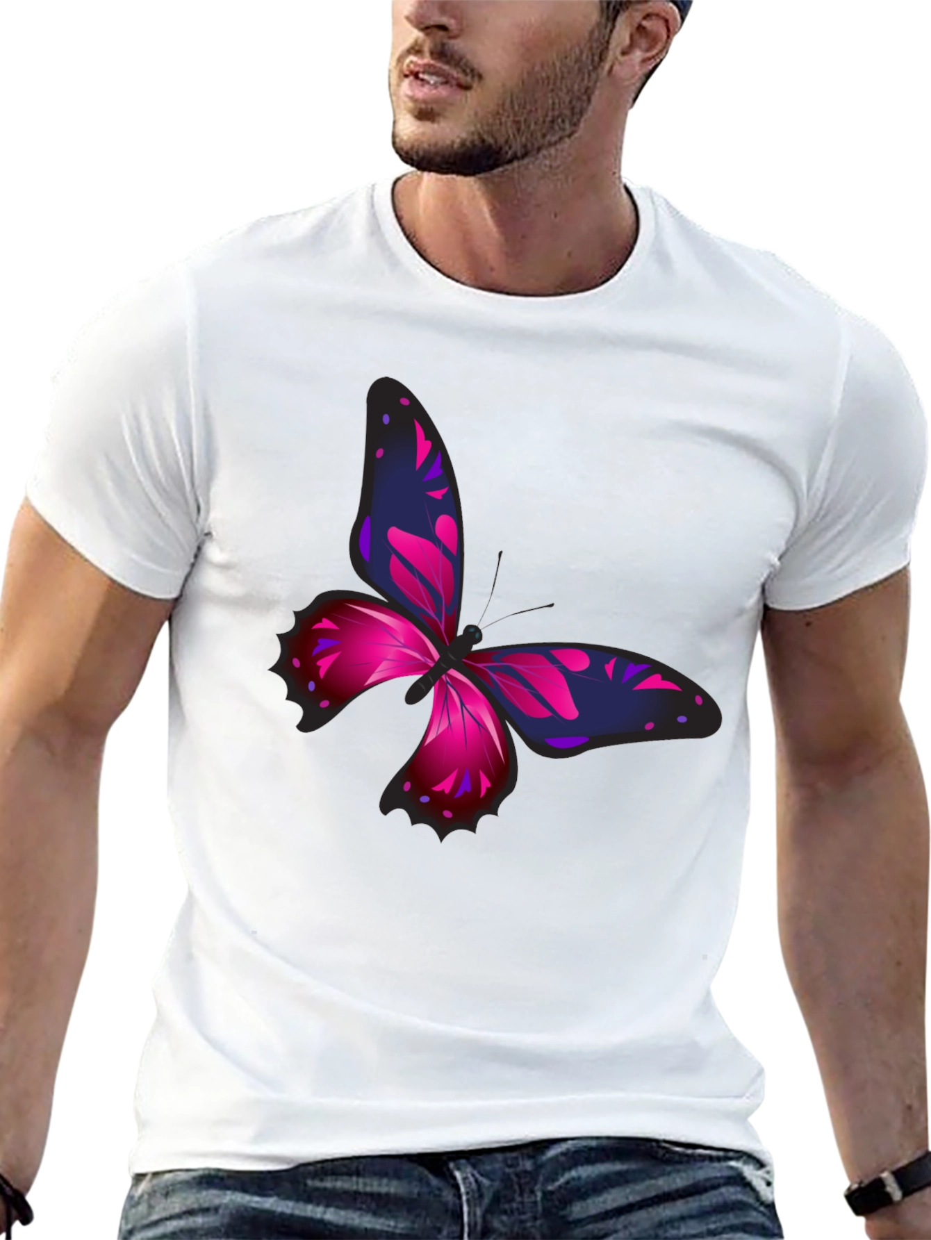 Black Butterfly Graphic Print Black T-Shirt view 13
