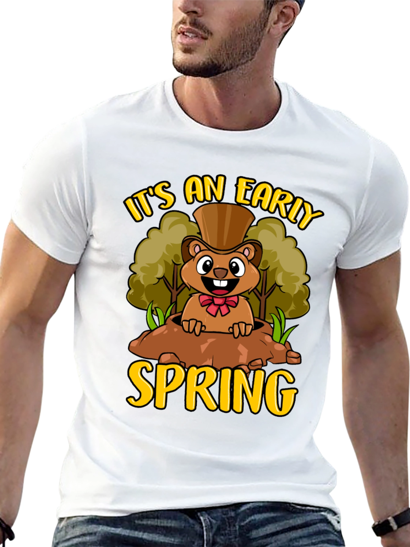 Black Early Spring Groundhog T-Shirt view 13