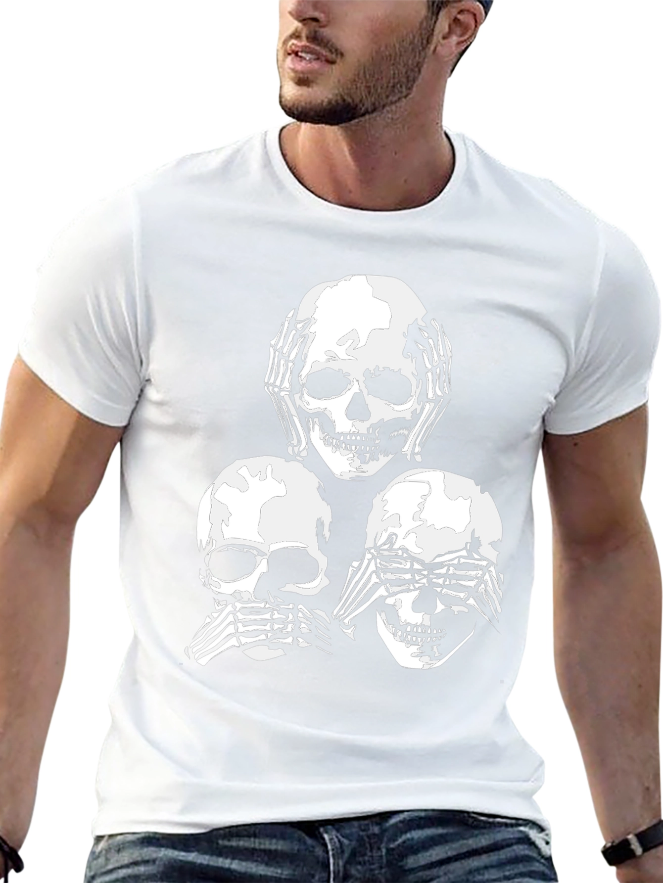 Skull Graphic Tee: See No, Hear No, Speak No Evil - 13