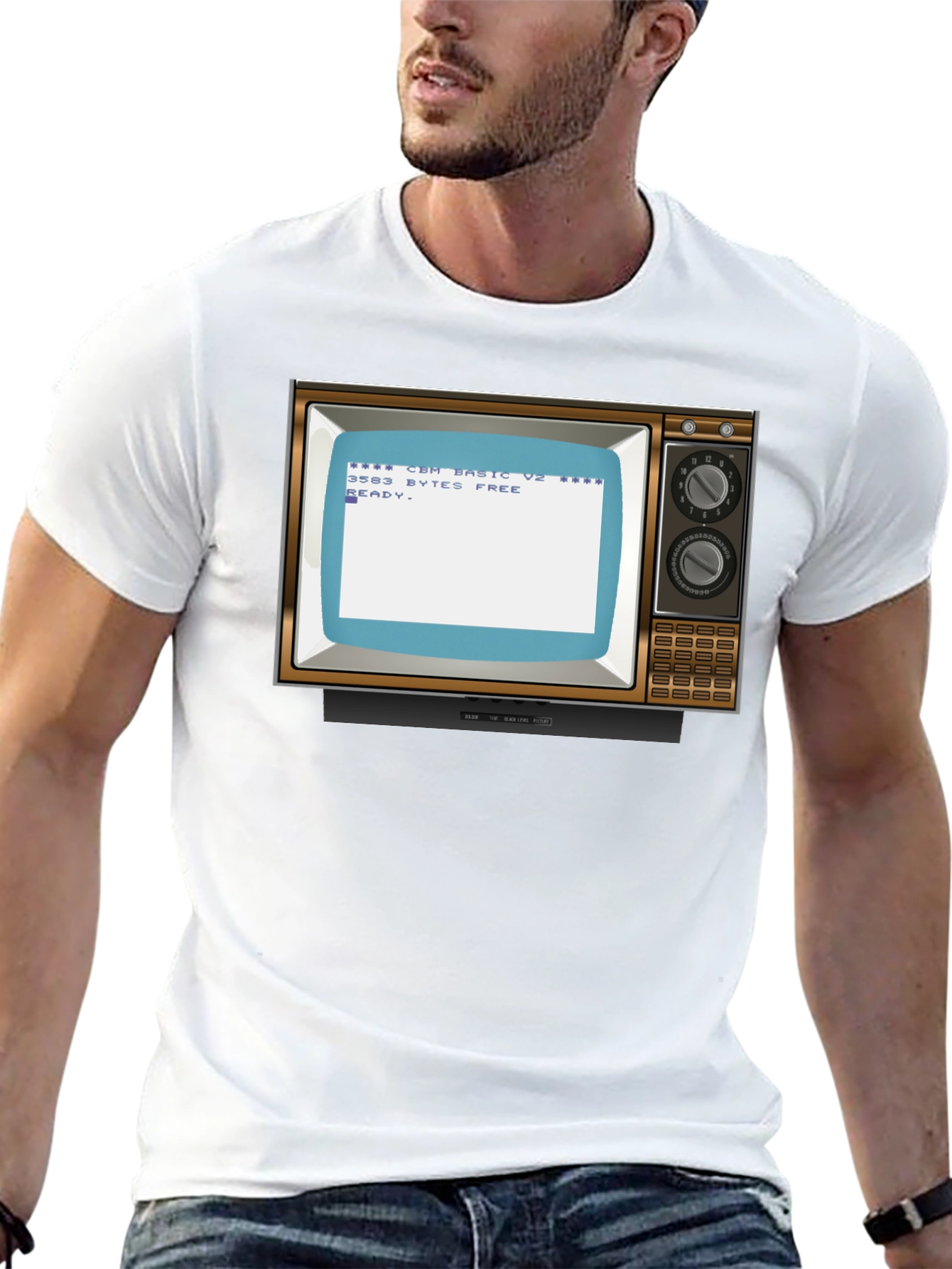 Black Retro Computer TV T-Shirt - Vintage Tech Style view 13