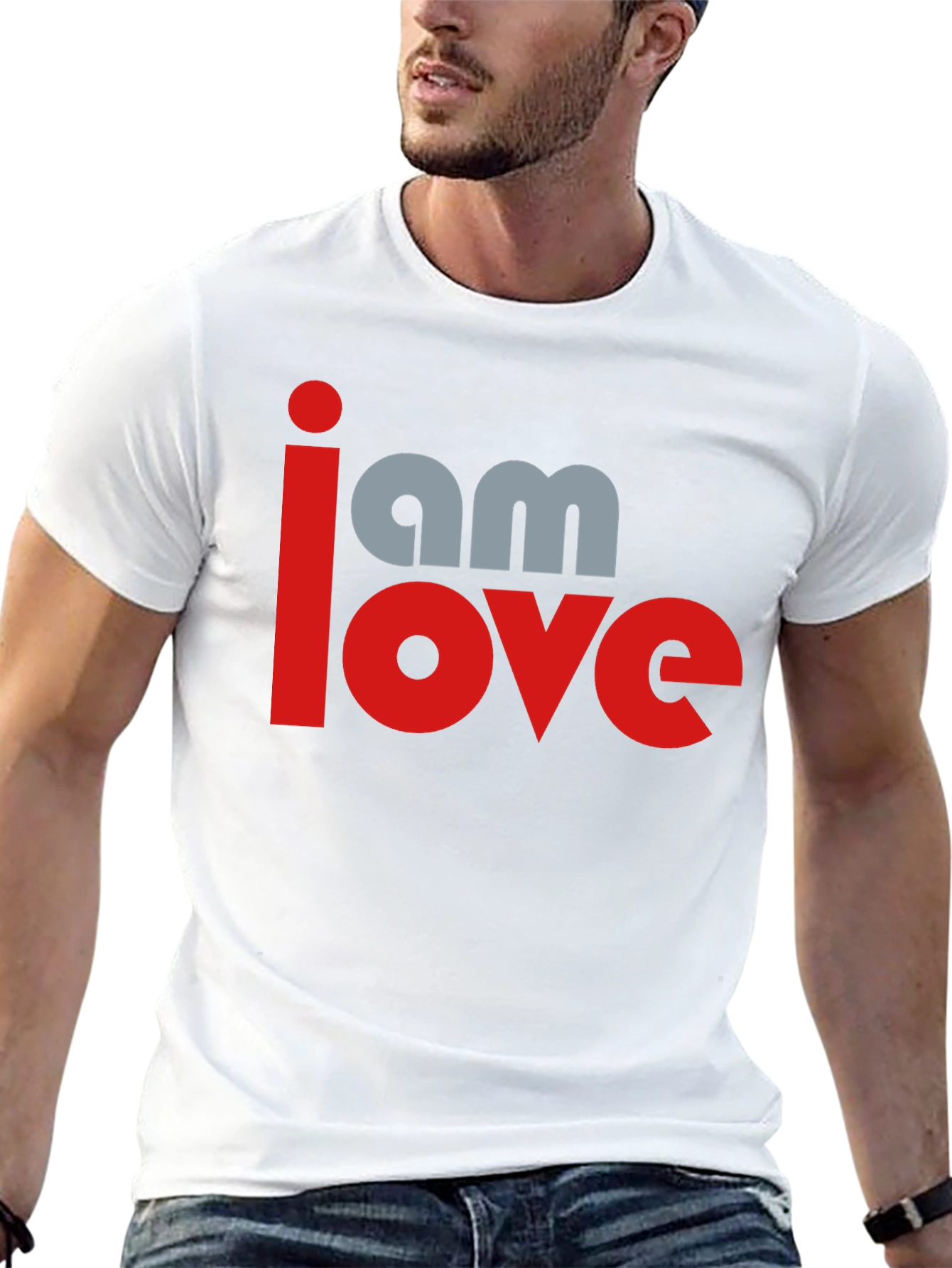 Black I am Love Graphic Print Black T-Shirt view 13