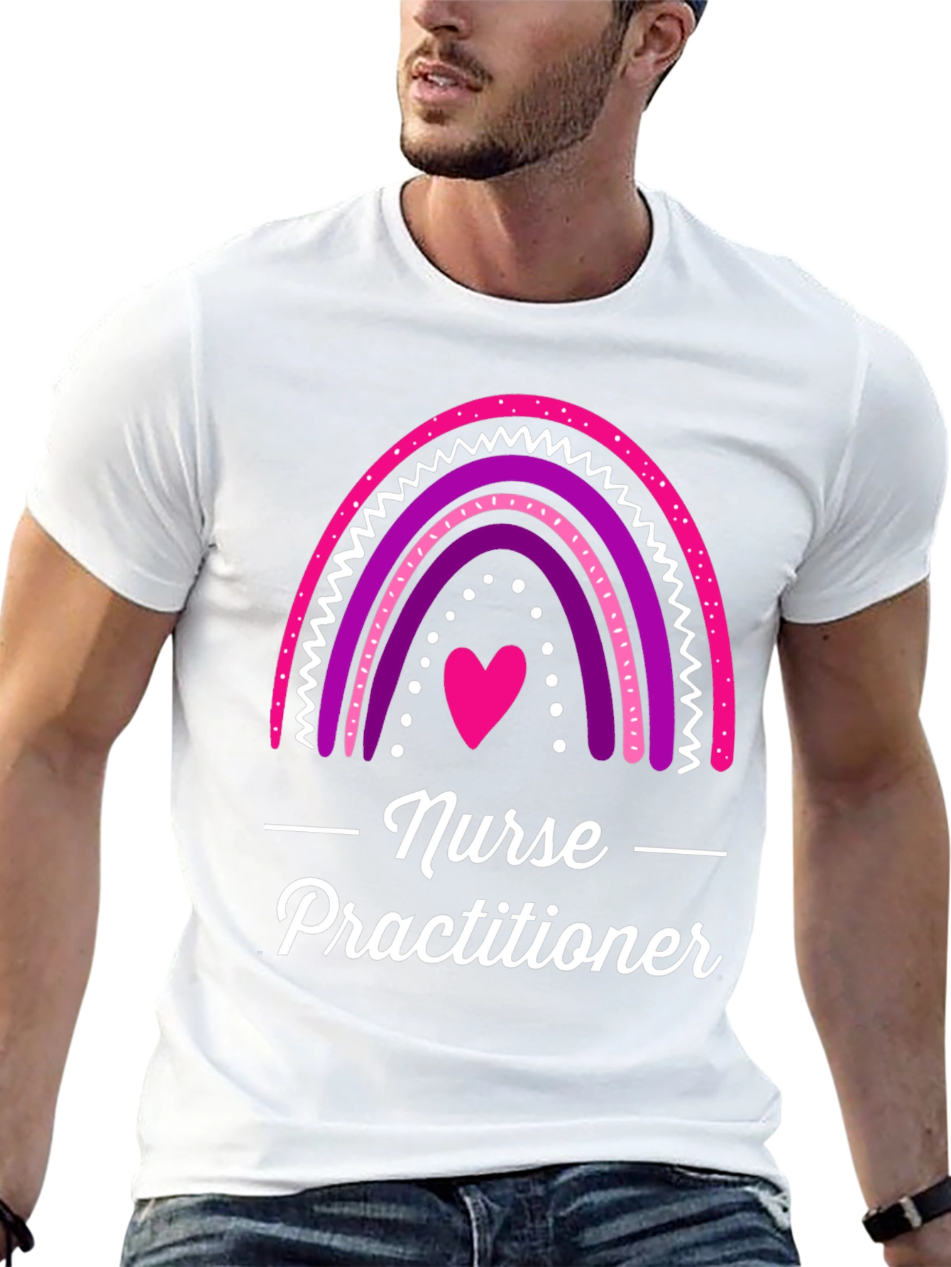 Black Nurse Practitioner Rainbow Heart T-Shirt view 13