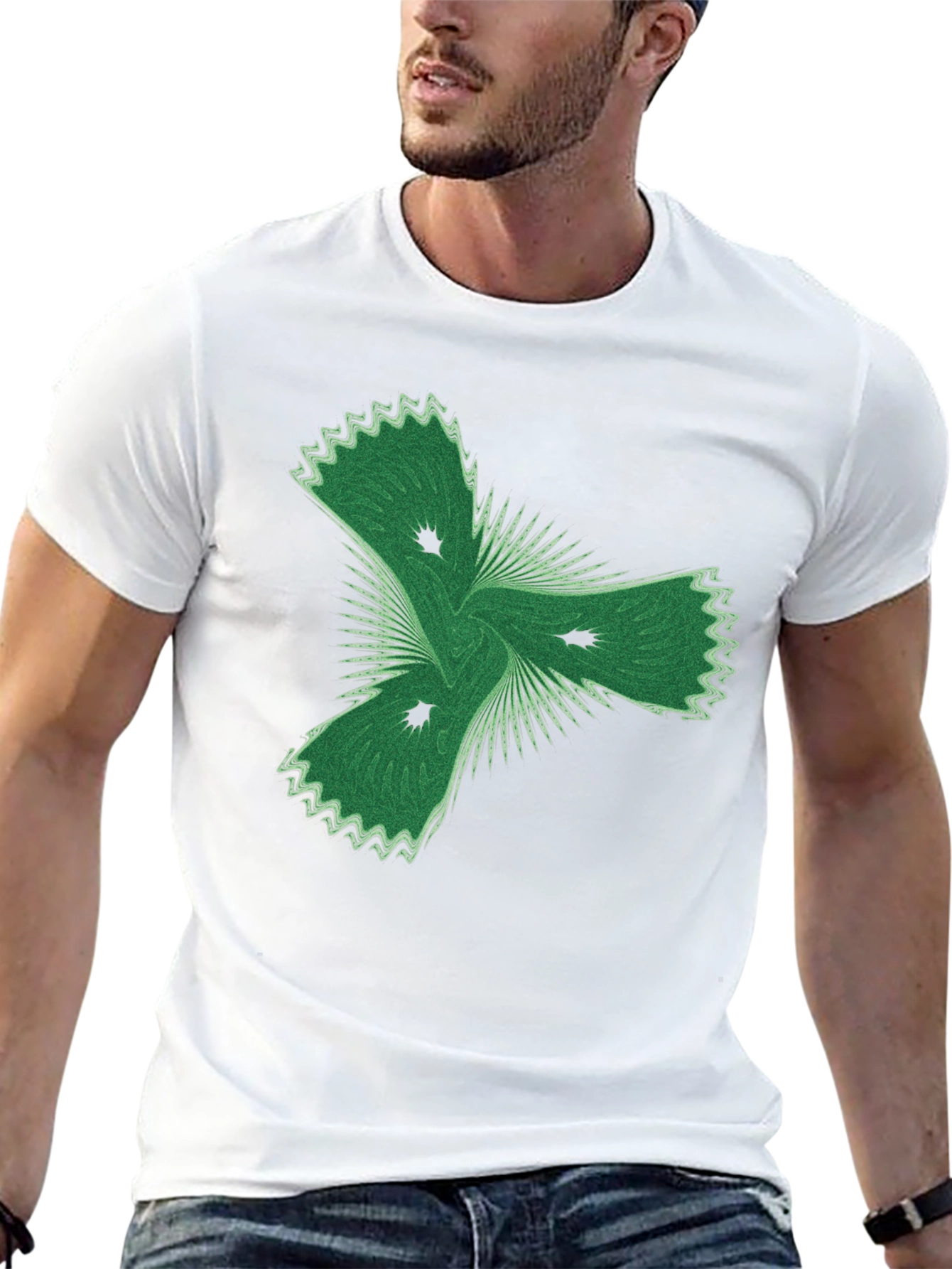 Black Abstract Green Graphic Black T-Shirt view 13