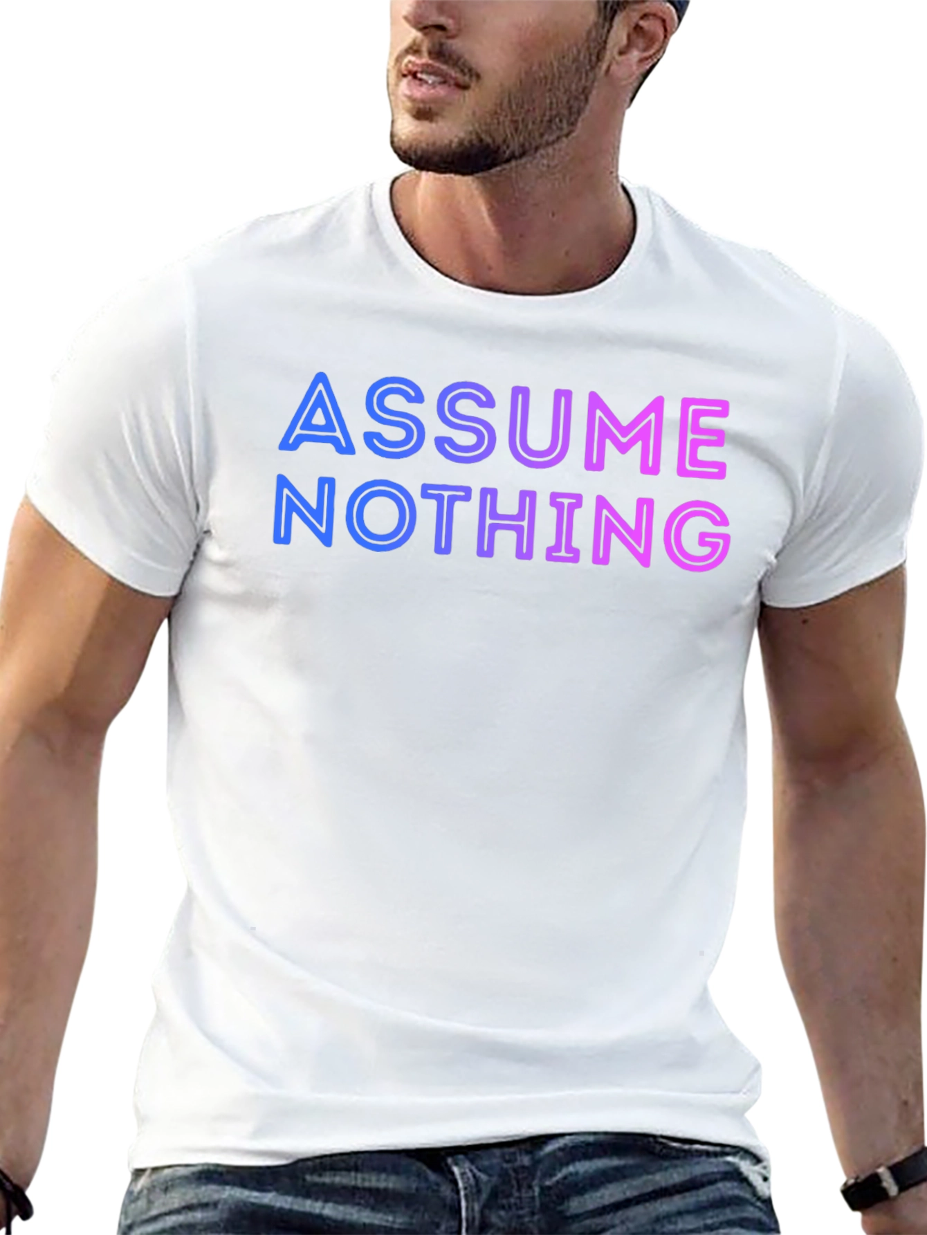Black Assume Nothing T-Shirt - Gradient Lettering view 13