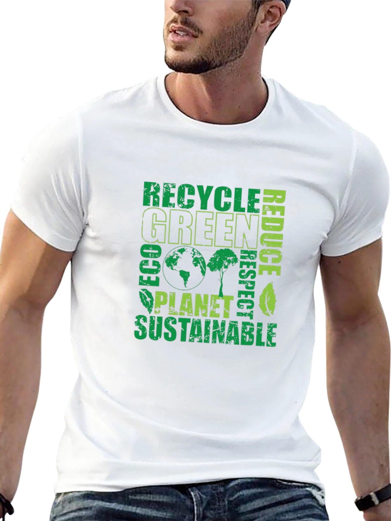 Black Eco-Friendly Green Planet T-Shirt view 13