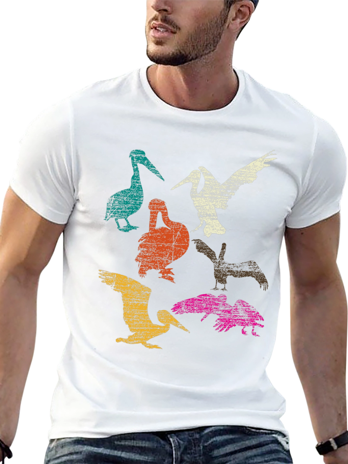 Black Retro Pelican Graphic T-Shirt - Unique Design view 13