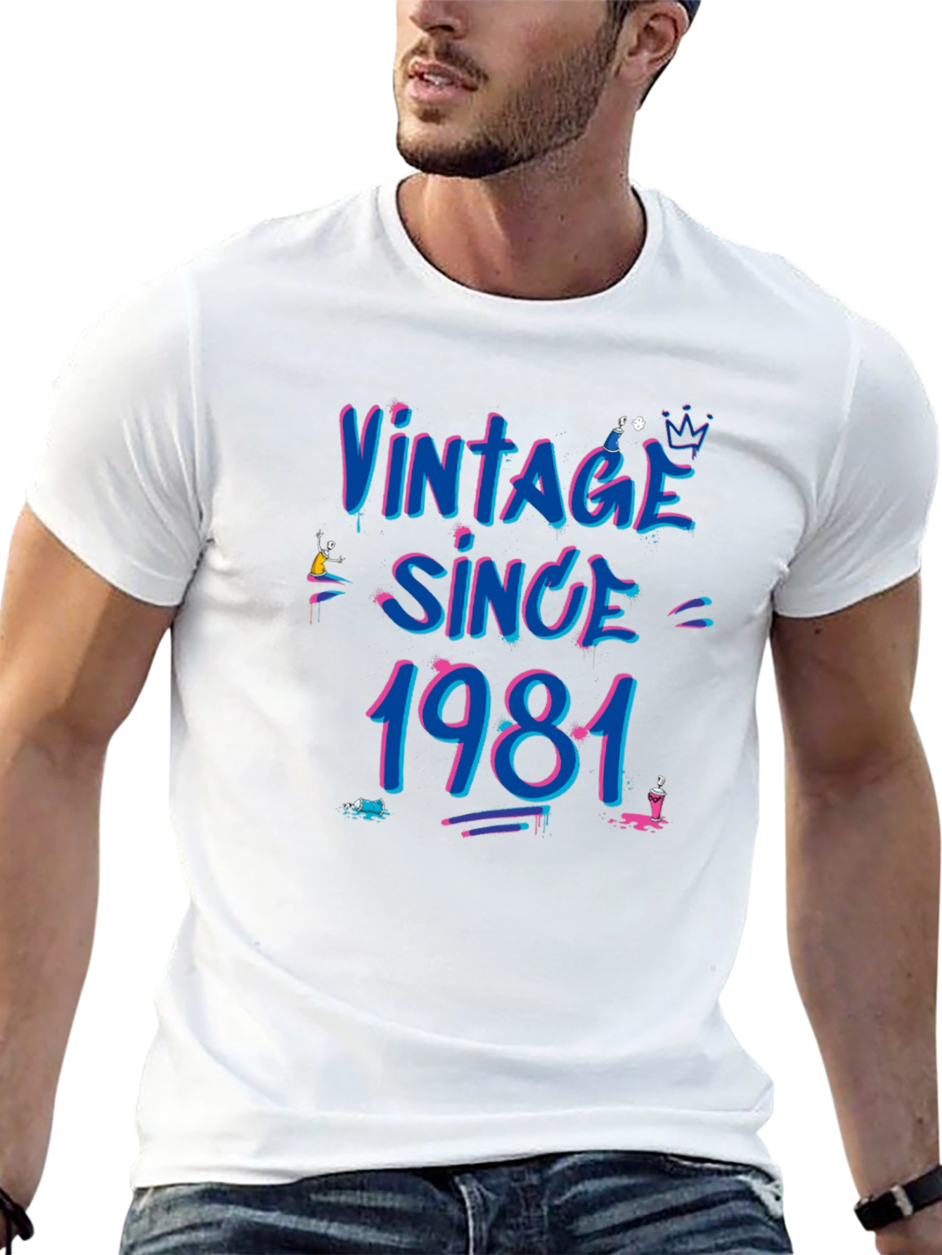 Black Vintage Since 1981 Black T-Shirt view 13