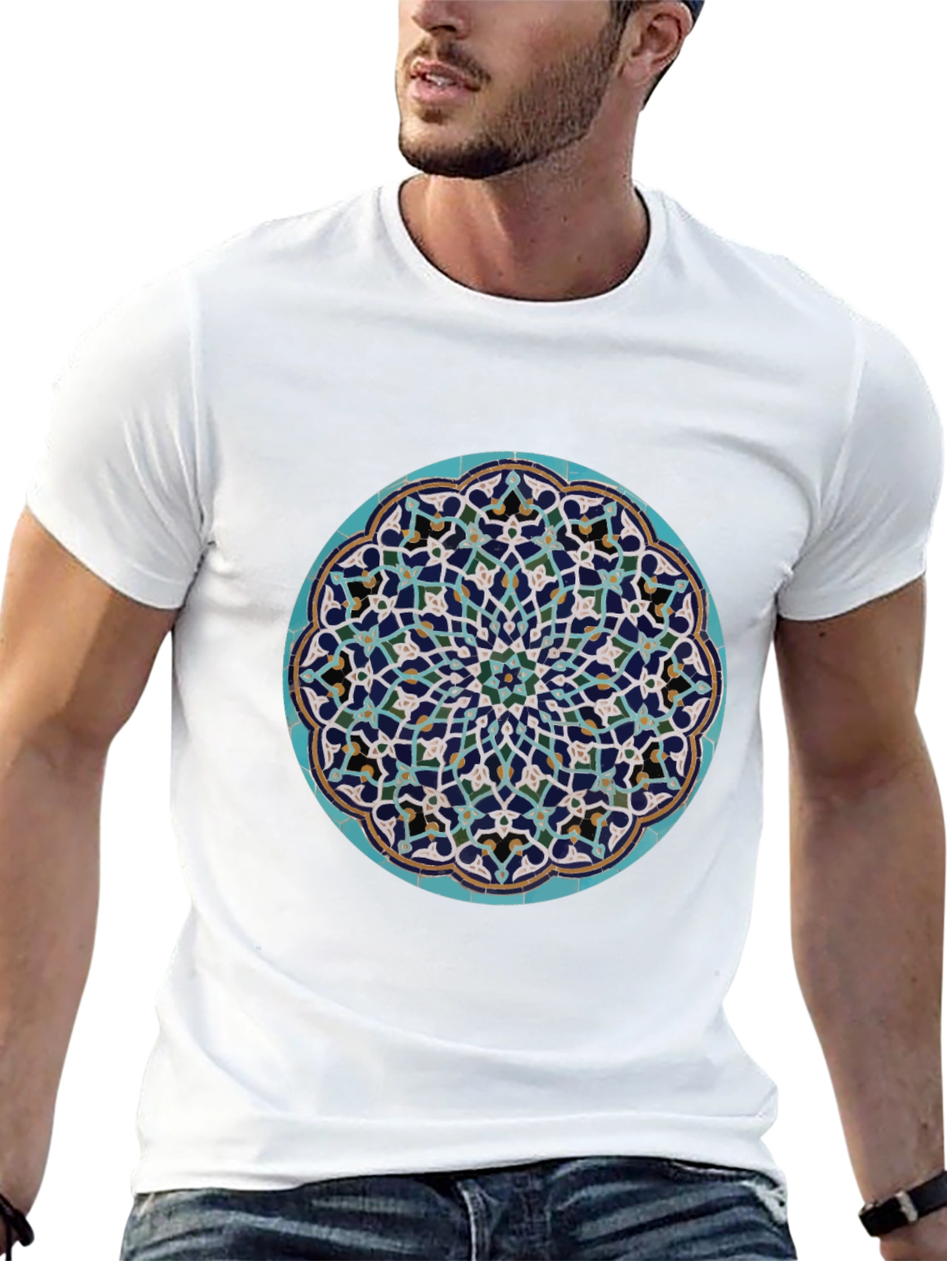 Black Geometric Medallion T-Shirt view 13