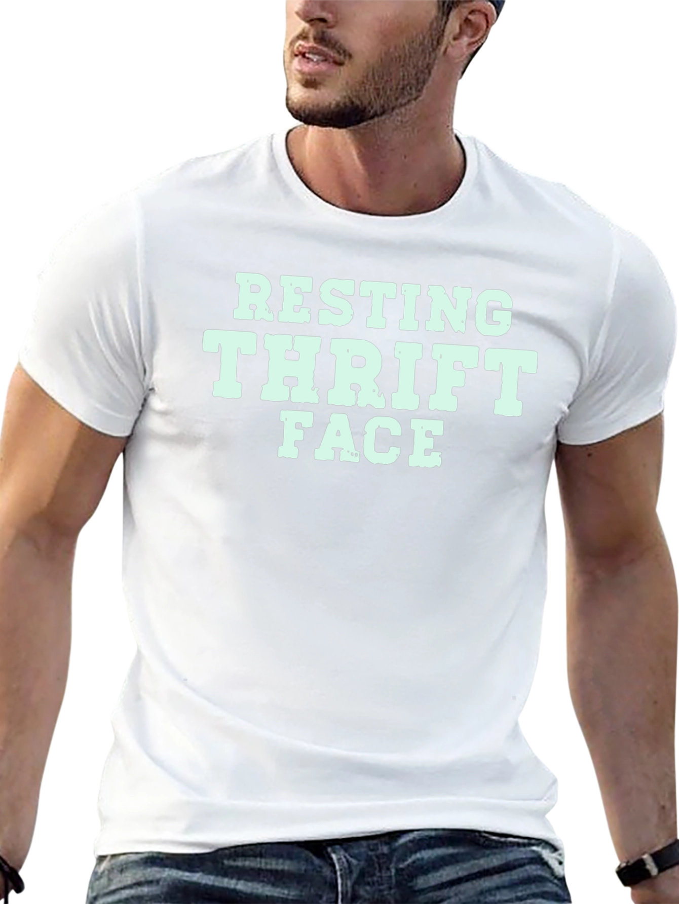 Black Resting Thrift Face Graphic T-Shirt view 13