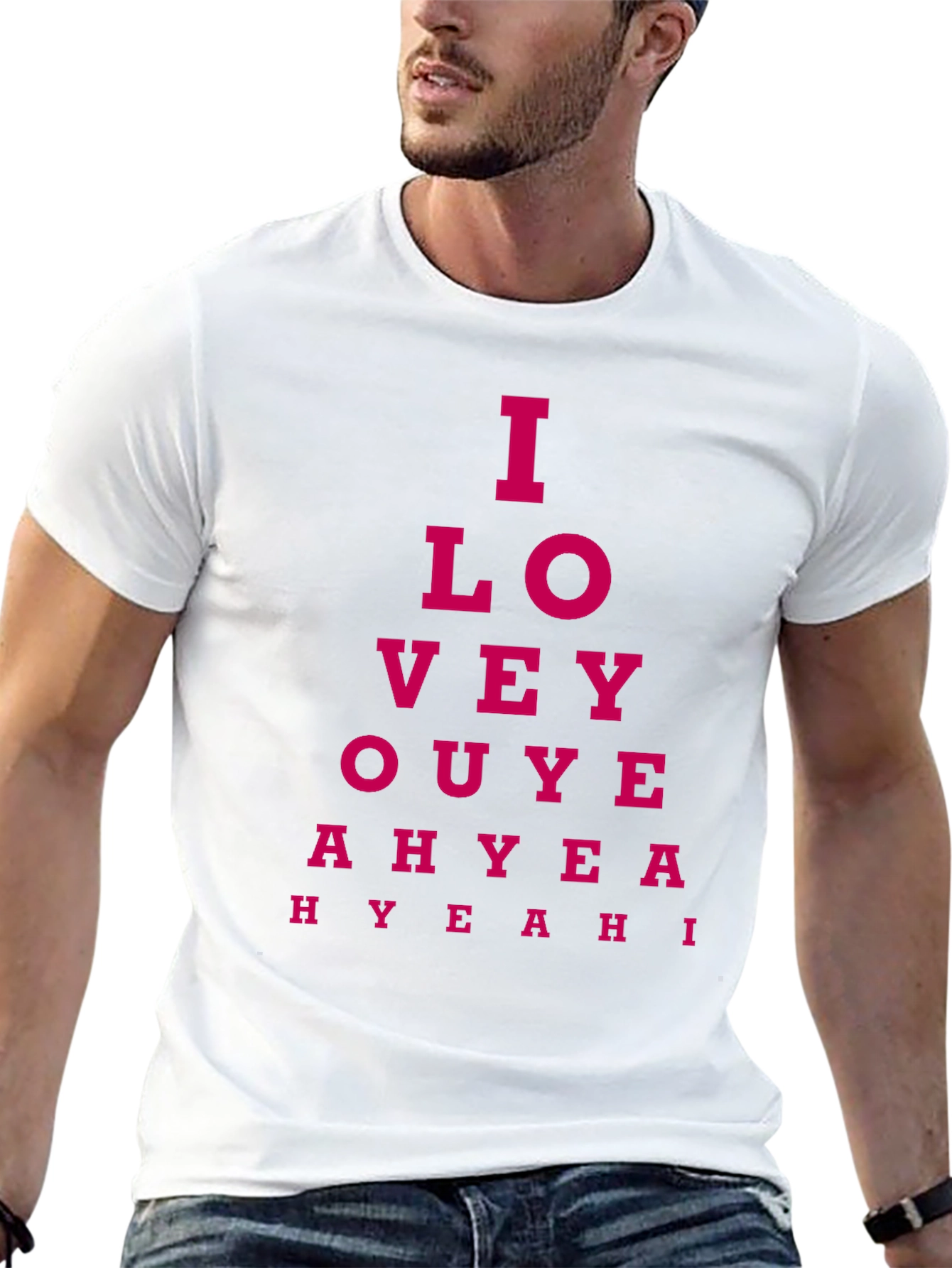 Black I Love You, Yeah! Eye Chart T-Shirt - Black view 13