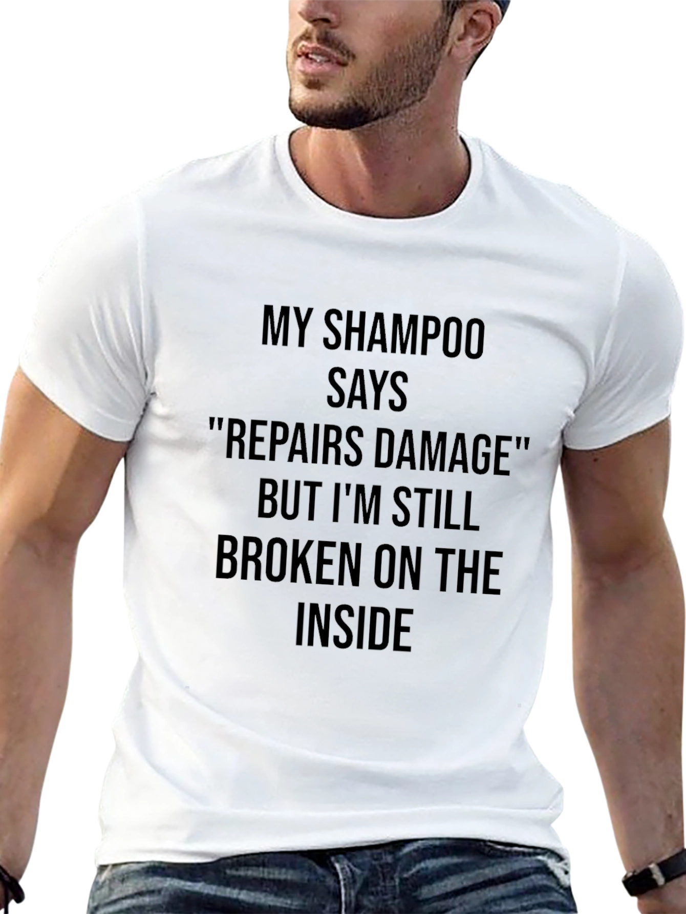 Black My Shampoo Says Repairs Damage T-Shirt - Funny Slogan Tee view 13