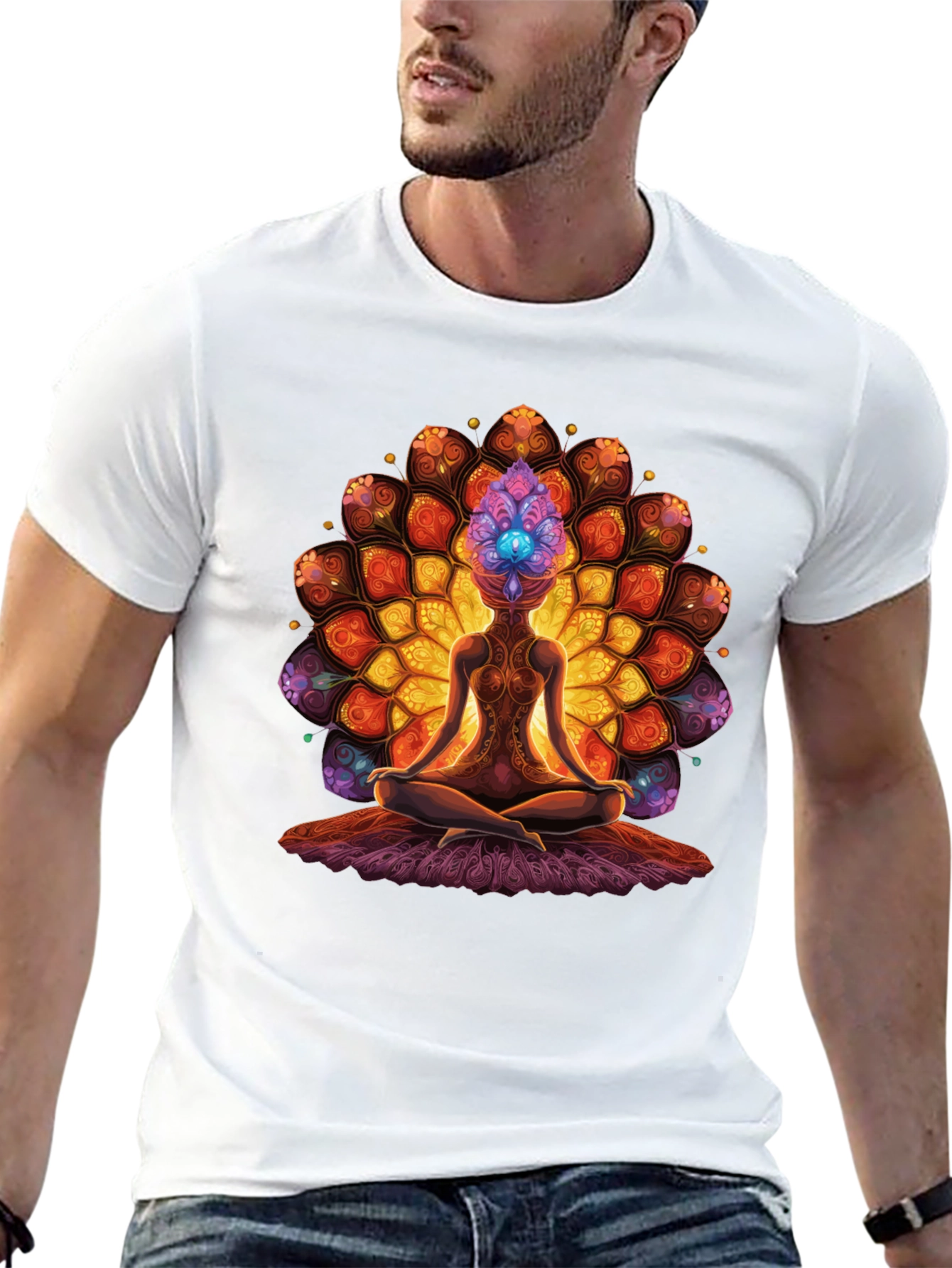 Black Meditative Mandala T-Shirt - Spiritual Design view 13