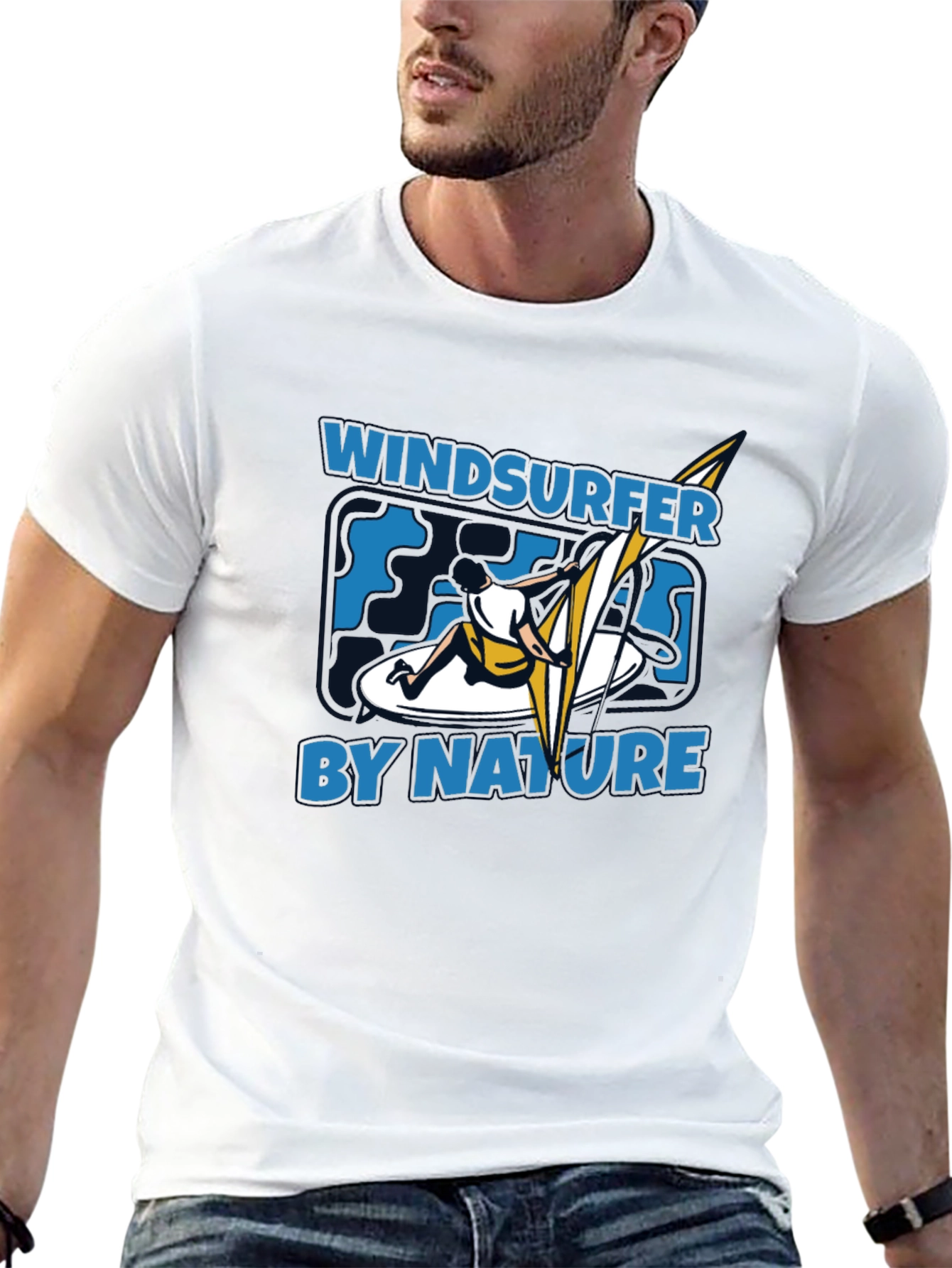 Black Windsurfer by Nature Graphic Black T-Shirt view 13