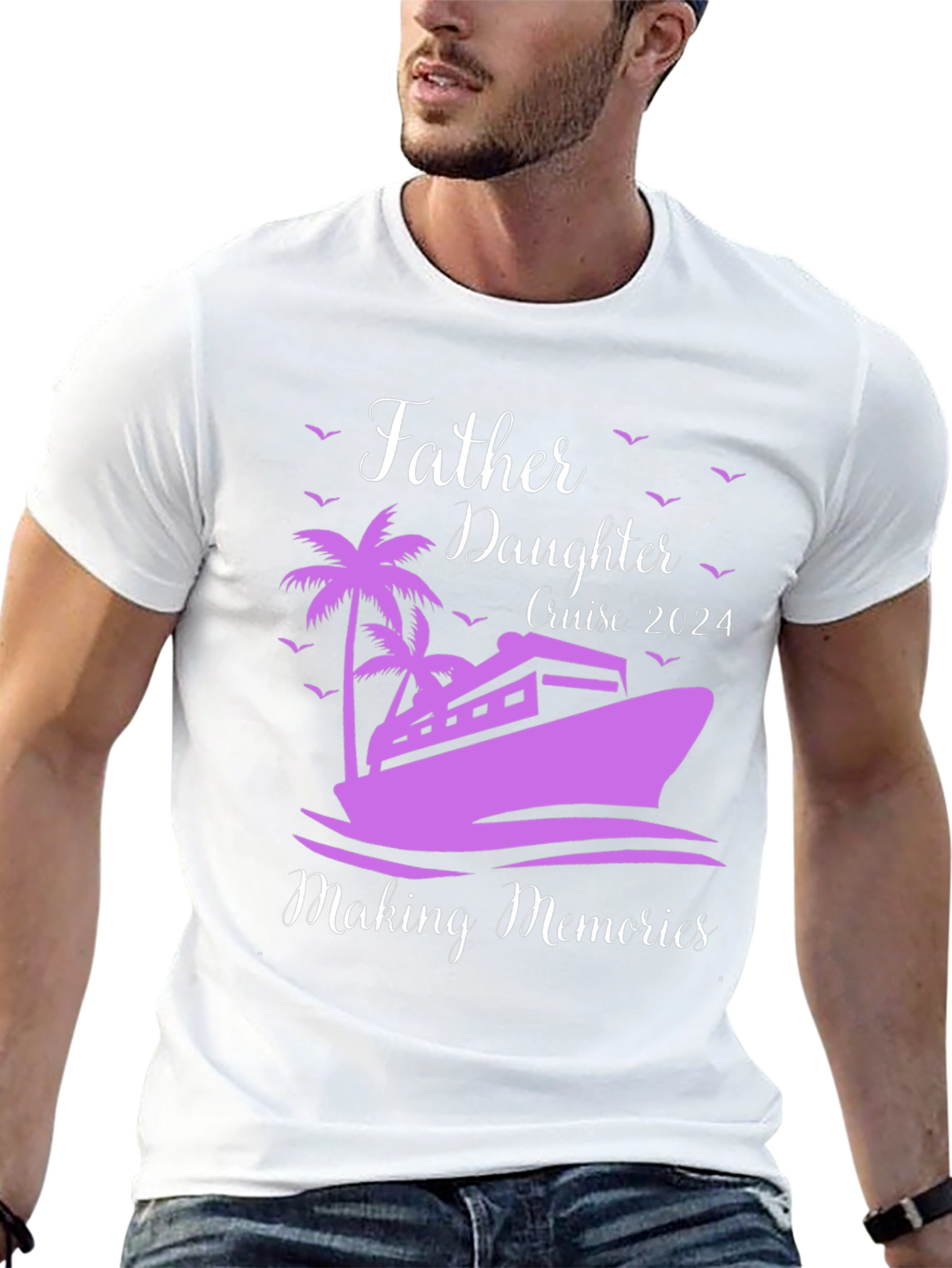 Black Father Daughter Cruise 2024 T-Shirt view 13