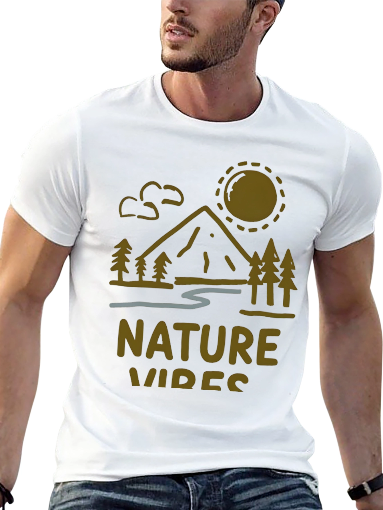 Black Nature Vibes Graphic Tee - Mountain Scene view 13