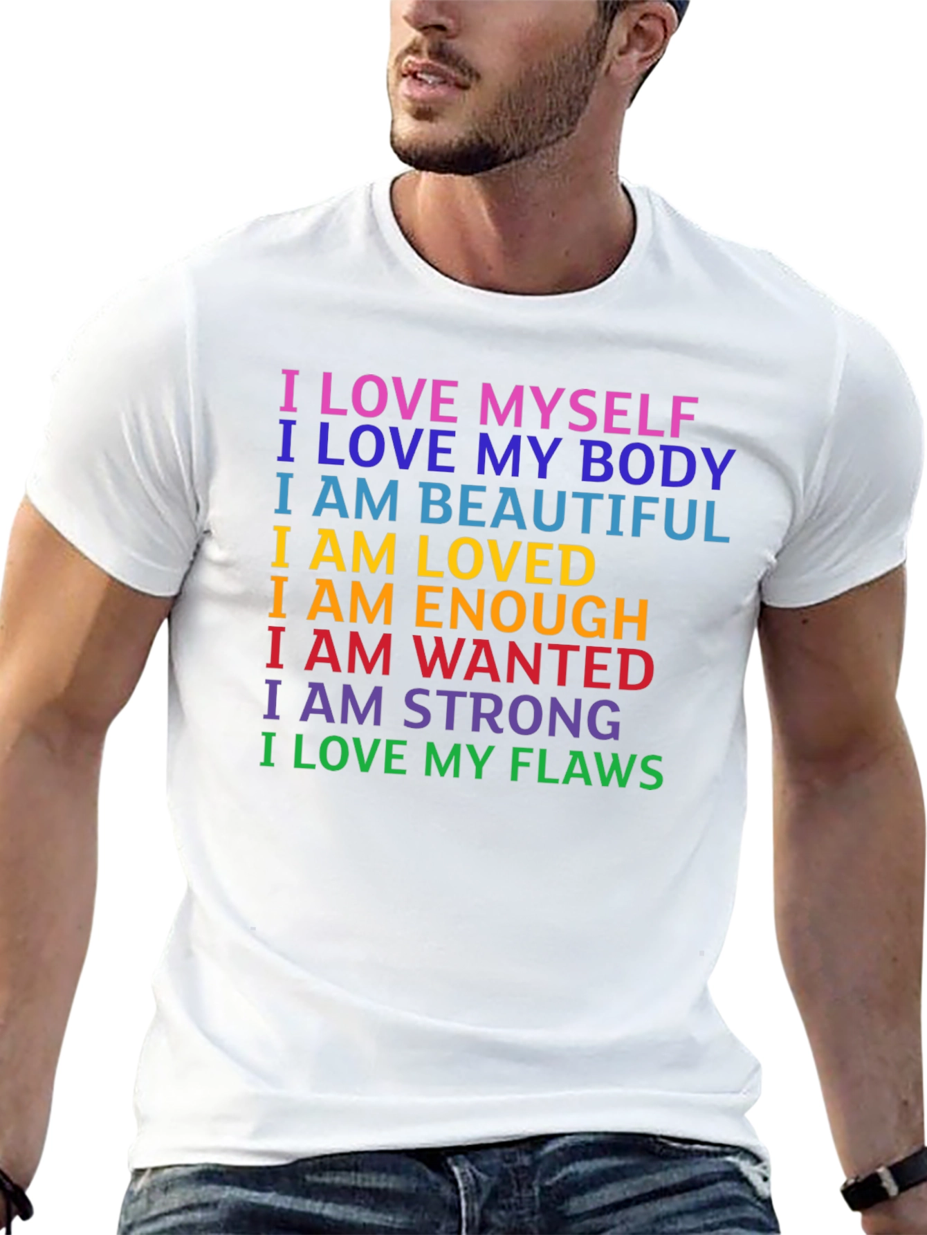Black Rainbow Affirmation T-Shirt: Self Love Design view 13