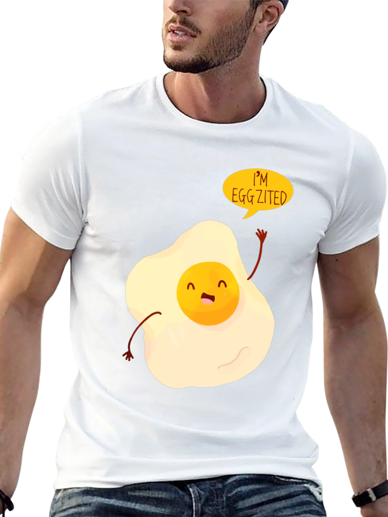 Black Egg-zited Graphic Tee - Funny Egg T-Shirt view 13